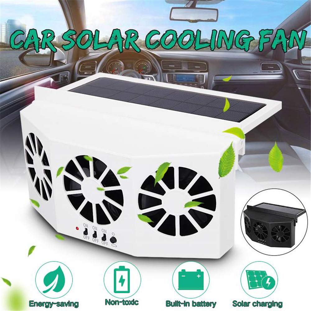 Rechargeable Solar Car Fan - Dual Air Outlet Window Ventilation Cooler for Summer | Keep Your Car Cool & Fresh with Solar Power | Perfect for Road Trips, Commuting & Outdoor Adventures