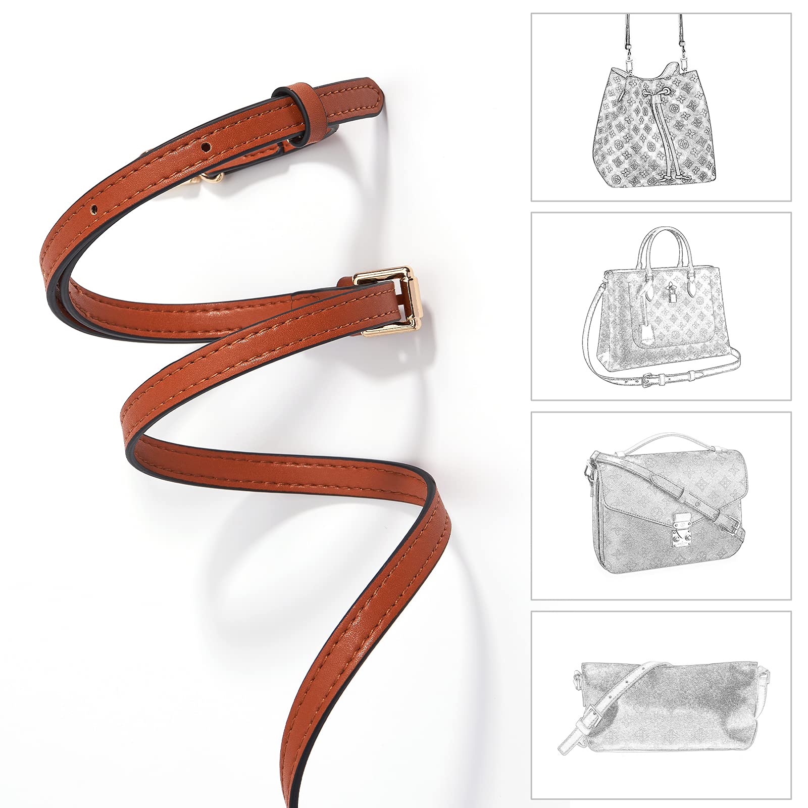 Vercord Leather Purse Straps - Adjustable Crossbody & Shoulder Bag Replacement Strap with Leopard Print Chain | Handbag Making Accessories for DIY, Fashion & Everyday Use
