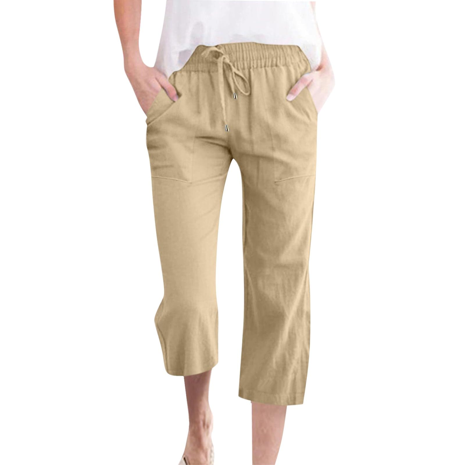 Women's Capri Pants with Drawstring Waist - Comfy Lounge & Travel Wear