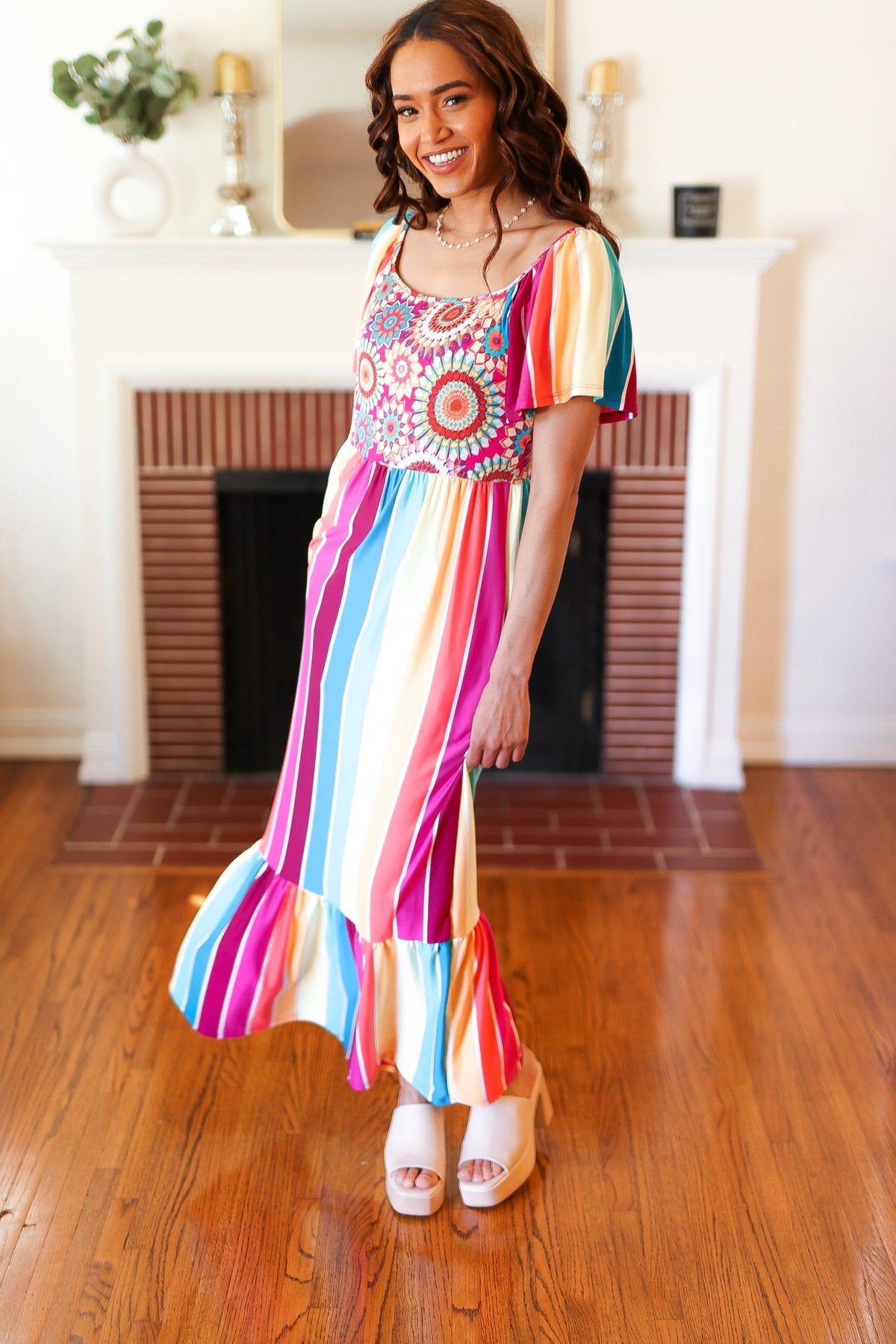 Stylish Fuchsia & Teal Striped Crochet Print Women's Top | Boho Chic Blouse for Summer | Perfect for Beach Vacations & Music Festivals