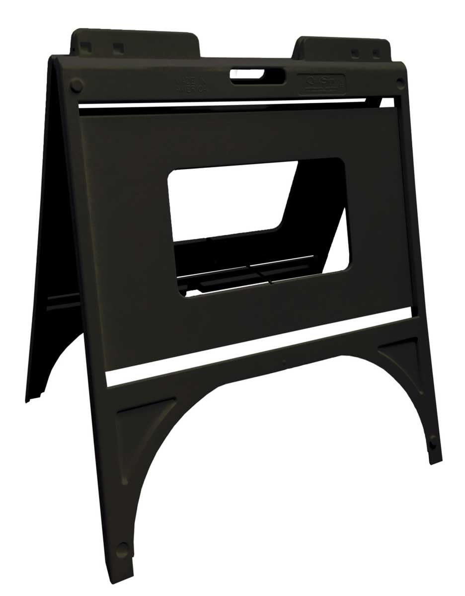 Poly Quick Sign Outdoor Free Standing Sidewalk Sign Stand - Black | Durable A-Frame Sign Holder for Sidewalk Advertising, Restaurant Menus & Store Promotions