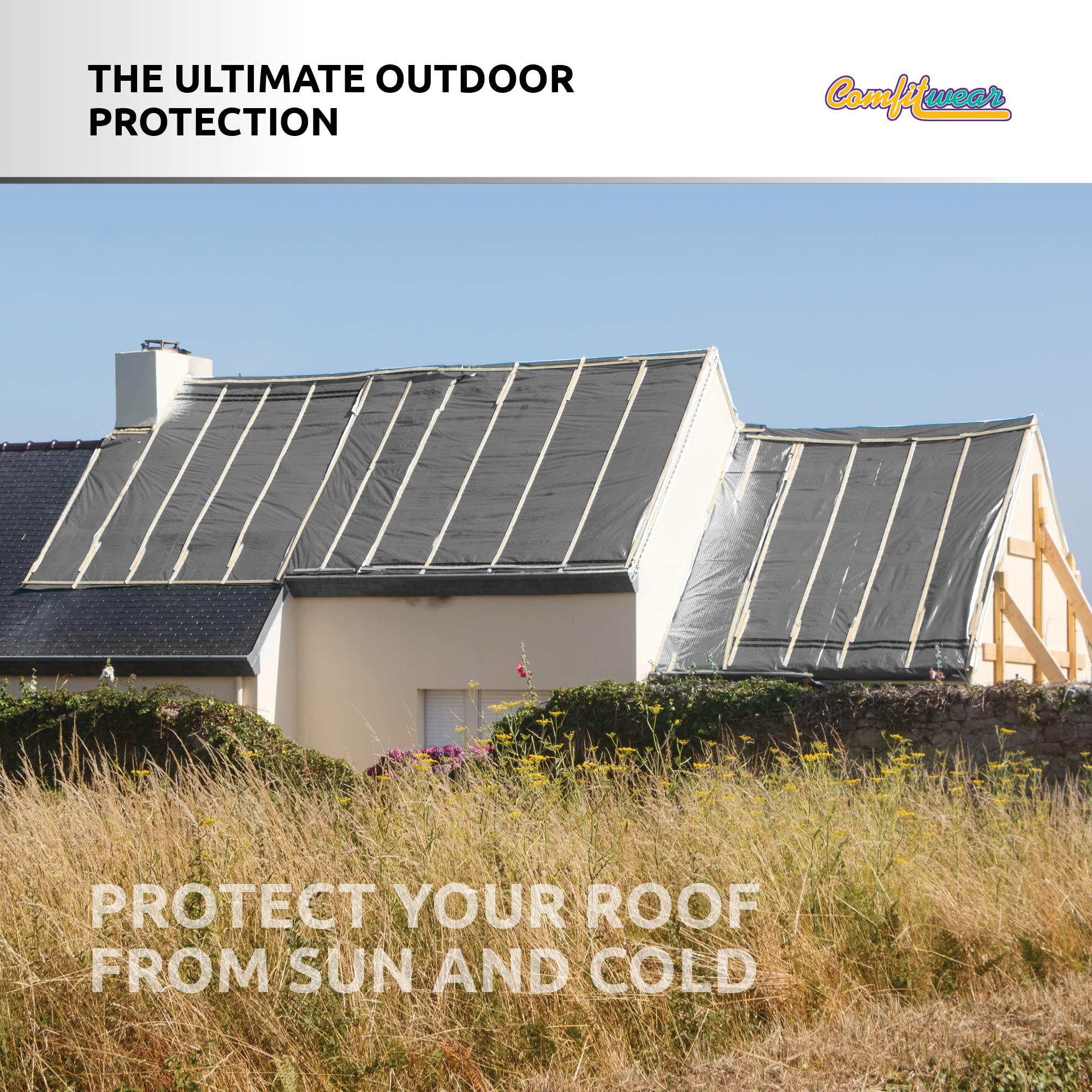 Heavy Duty Waterproof Tarp Cover 20'x30' - UV Resistant Poly Tarpaulin with Reinforced Grommets for Pool, Boat, Camping, Canopy & Outdoor Protection (Silver-Black) - Perfect for Weatherproofing, Construction Sites, and Emergency Shelters