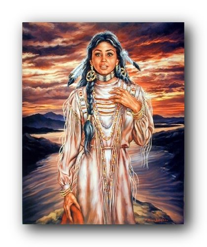 Indian Maiden at Sunset Native American Wall Art Print - 8x10 Inches, Premium Gallery Poster for Home & Office Decor | Perfect for Living Room, Bedroom, or Gift