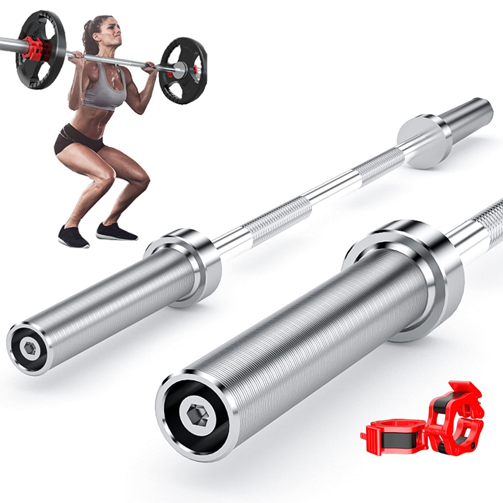 **Olympic Barbell Bar - 1.2m/1.5m Solid Steel Weightlifting Bar for Strength Training, Bench Press, Squats & Deadlifts - Heavy Duty Home Gym Equipment for Powerlifting & CrossFit**