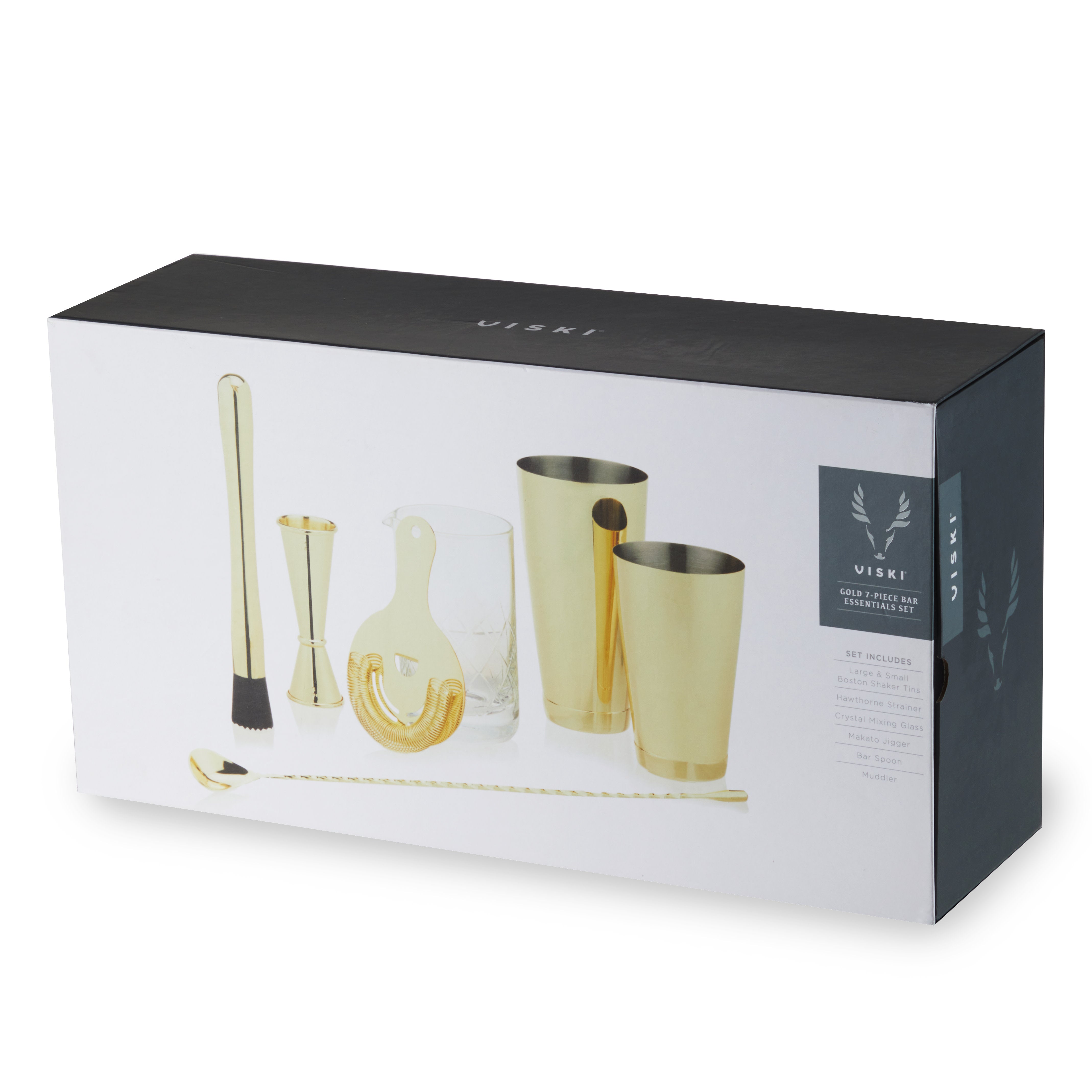 7-Piece Belmont Barware Set - Cocktail Shaker, Jigger, Strainer & More - Perfect for Home Bars, Parties & Mixology Enthusiasts