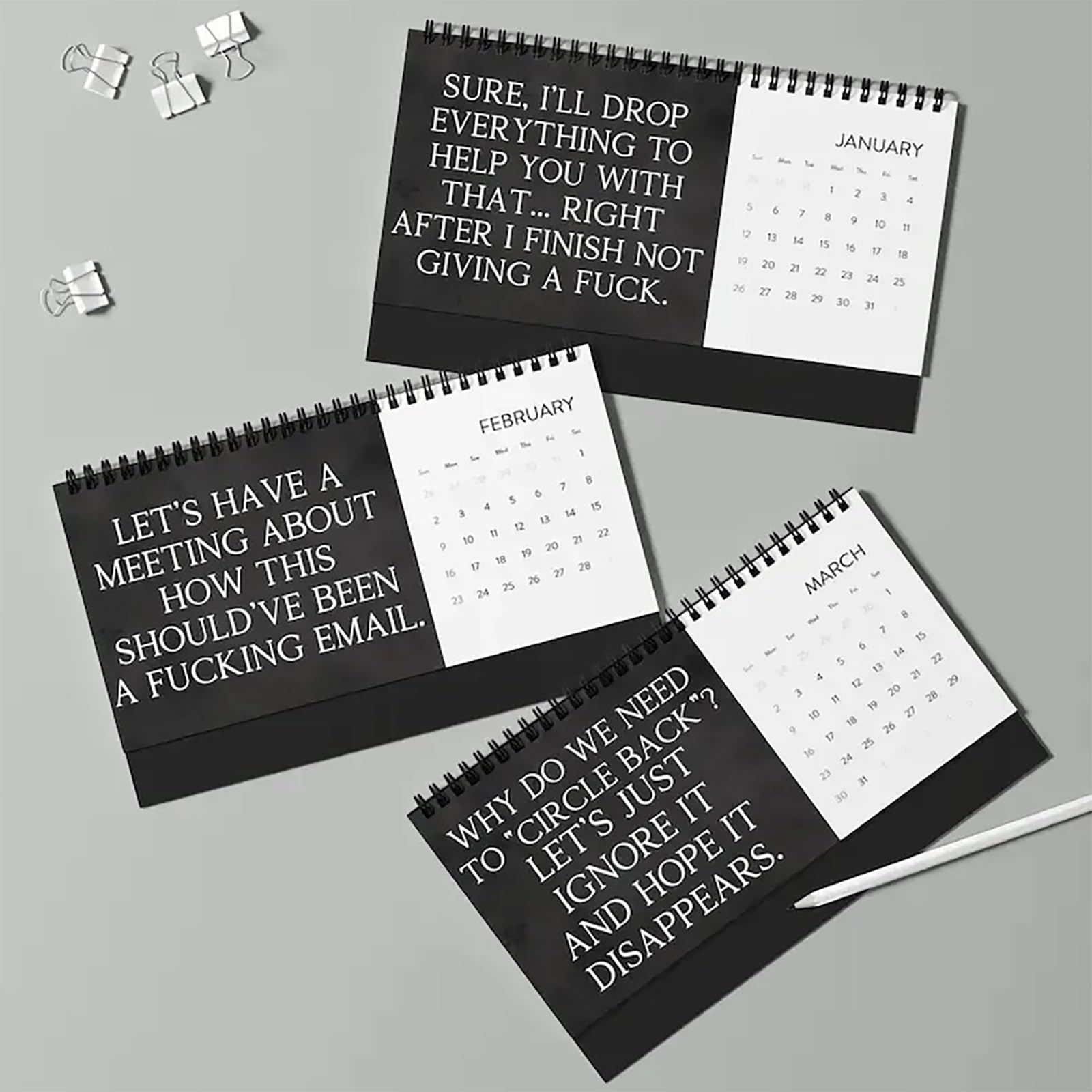 2025 Funny Desk Calendar - Office Humor & Swear Word Affirmations for Coworkers & Friends - Motivational & Demotivational Quotes - Perfect for Workplace, Home Office & Gifts (1PC)