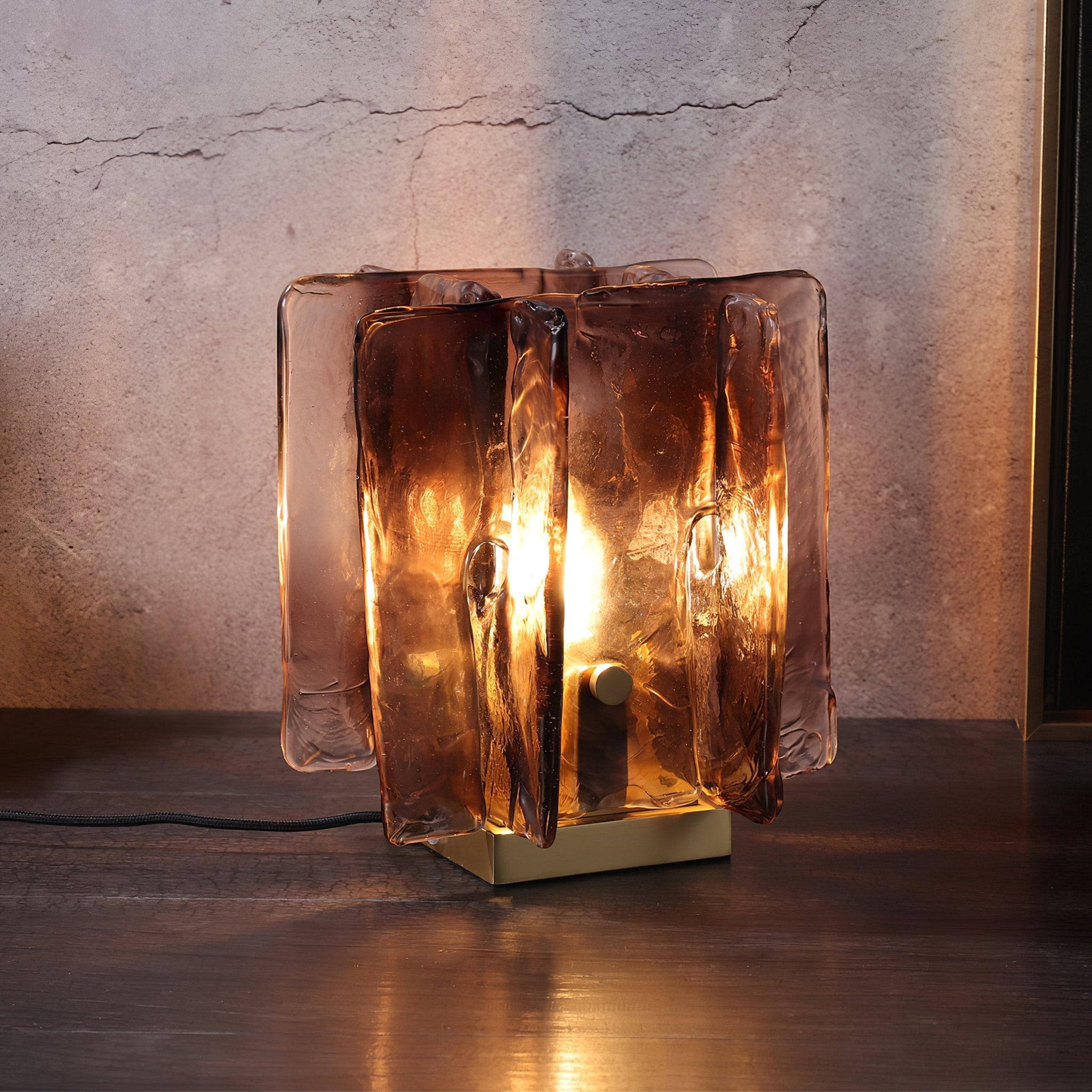 Amber LED Building Block Table Lamp - Modern Nightstand Light for Bedroom, Office, and Kids Room Decor - Perfect for Reading, Relaxing, and Creating Cozy Atmosphere