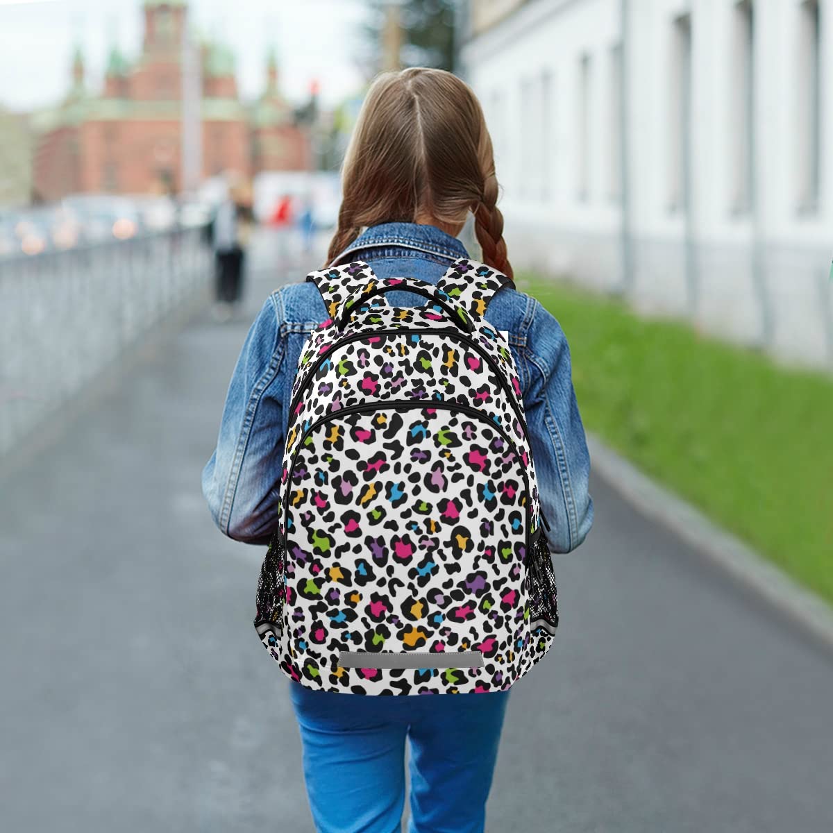 MNSRUU Durable School Backpack with Adjustable Chest Strap - Stylish Leopard Print Laptop Backpack for Teens - Waterproof Travel & Hiking Backpack for Boys & Girls - Perfect for School, College, Camping and Outdoor Adventures