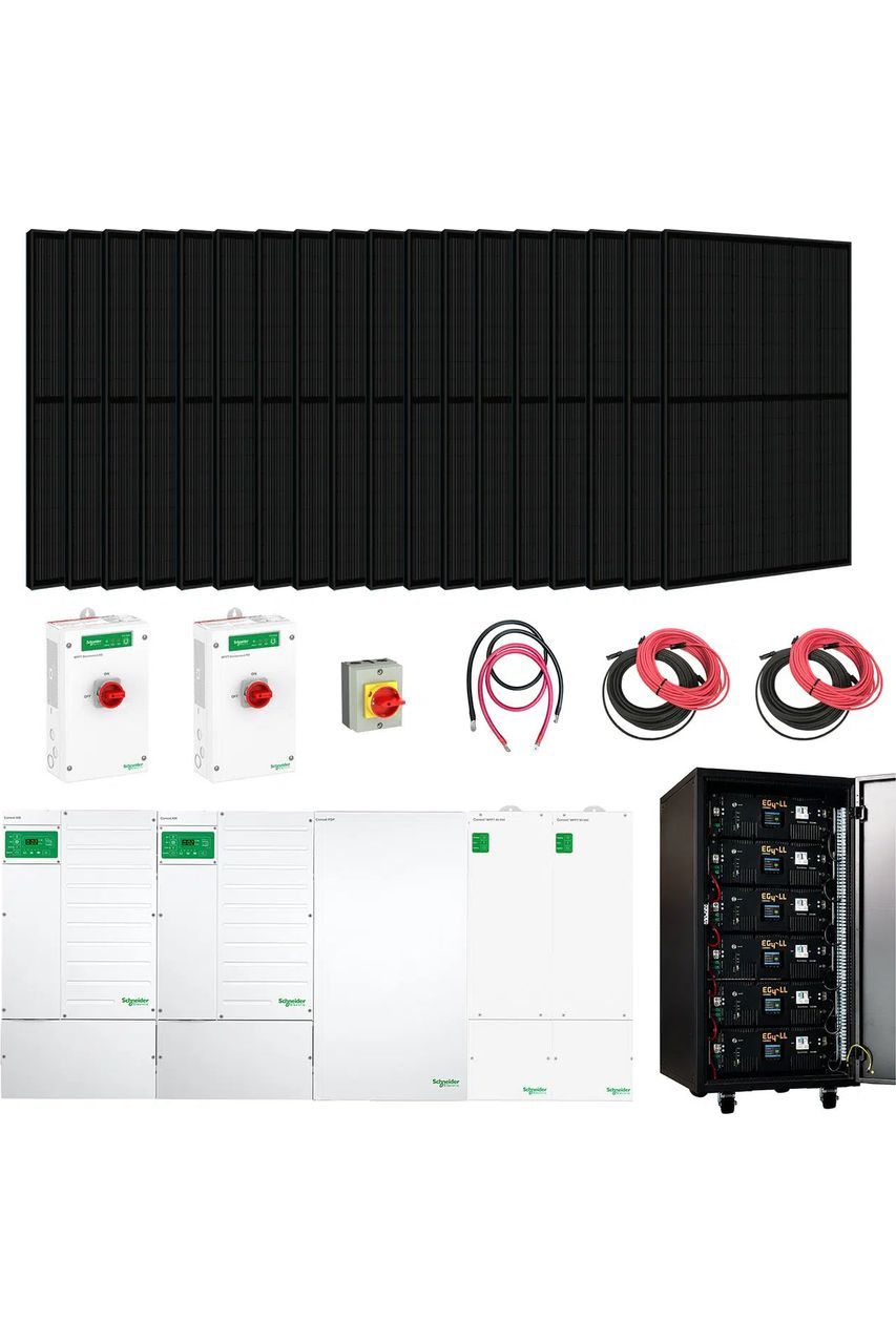 Complete Hybrid Solar Kit - Schneider Dual XW Pro 13.6kW 120/240V Output with 30.72kWh EG4 LL (V2) Batteries & 12,710W Solar Panels | Off-Grid Power Solution for Homes, Cabins & Emergency Backup