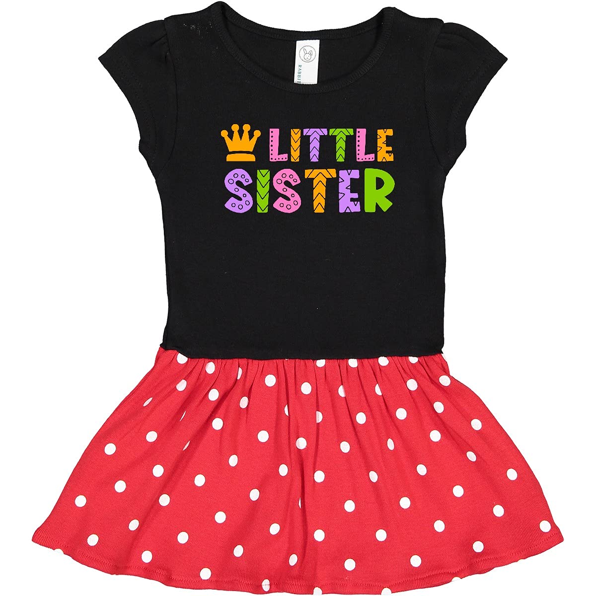 Inktastic Baby Little Sister with Crown Toddler Dress - Cute Outfit for Toddler Girls, Birthday Party, Family Photos & Special Occasions