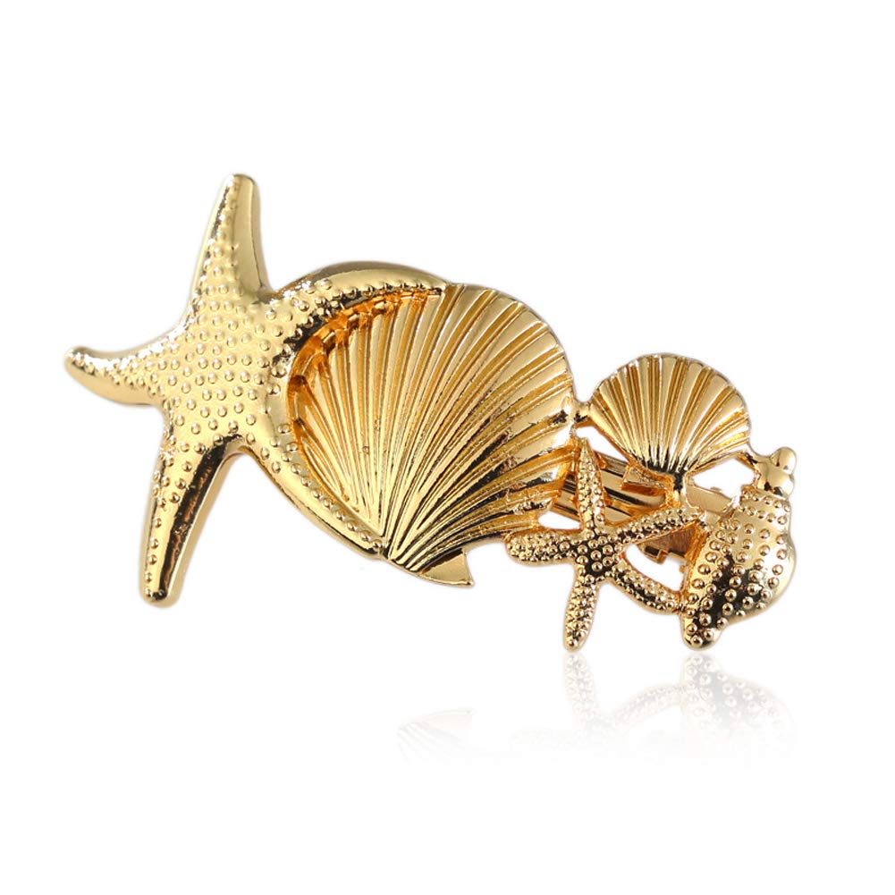 YAZILIND Simple Starfish Shell Hair Clips - Spring Big Hairpins for Women, Fashion Hair Accessories for Beach, Wedding, Party & Daily Use