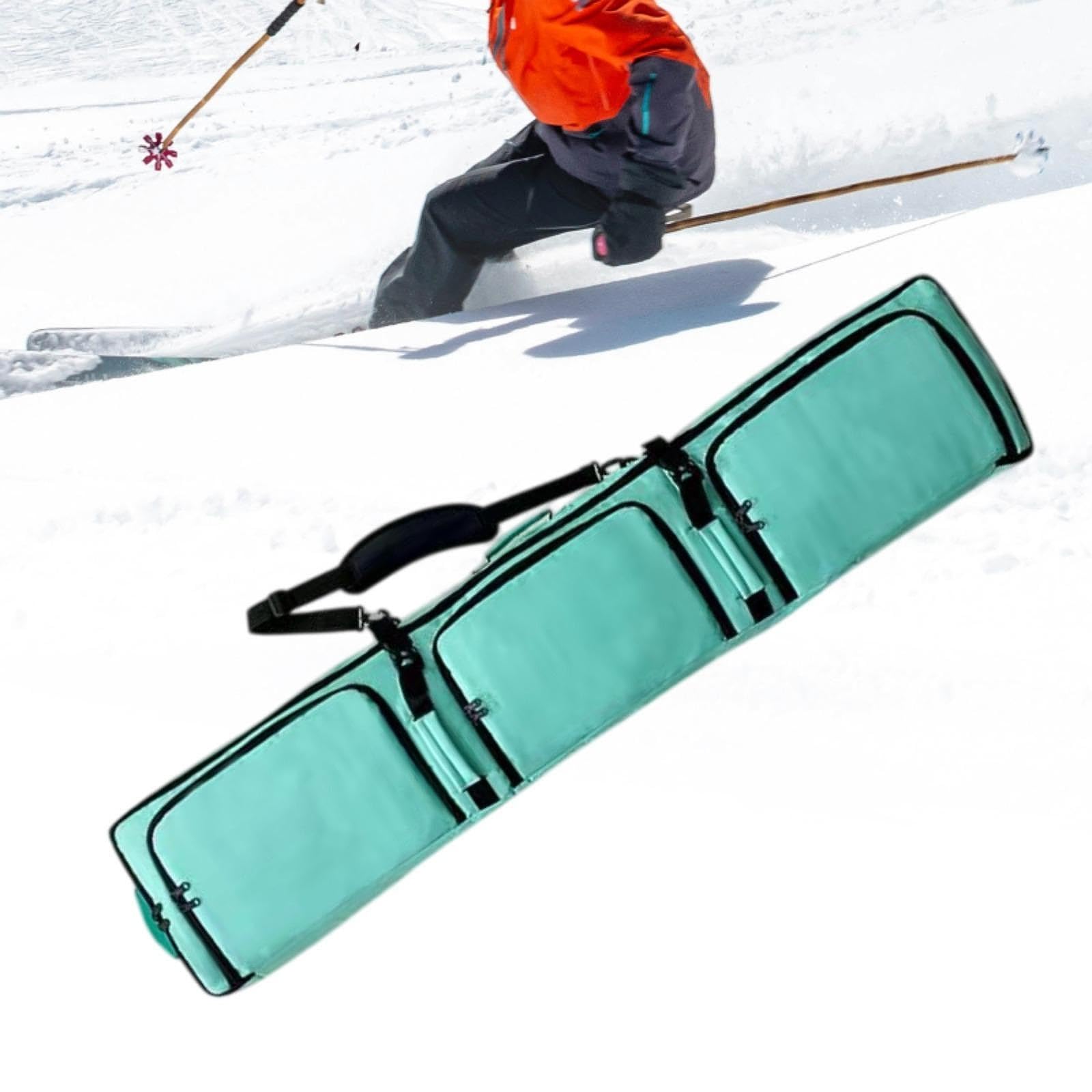 Waterproof Wheeled Ski and Snowboard Travel Bag with Carrying Handle - Durable Ski Equipment Storage Case for Air Travel & Winter Sports | Perfect for Ski Trips, Mountain Resorts & Snowboarding Vacations