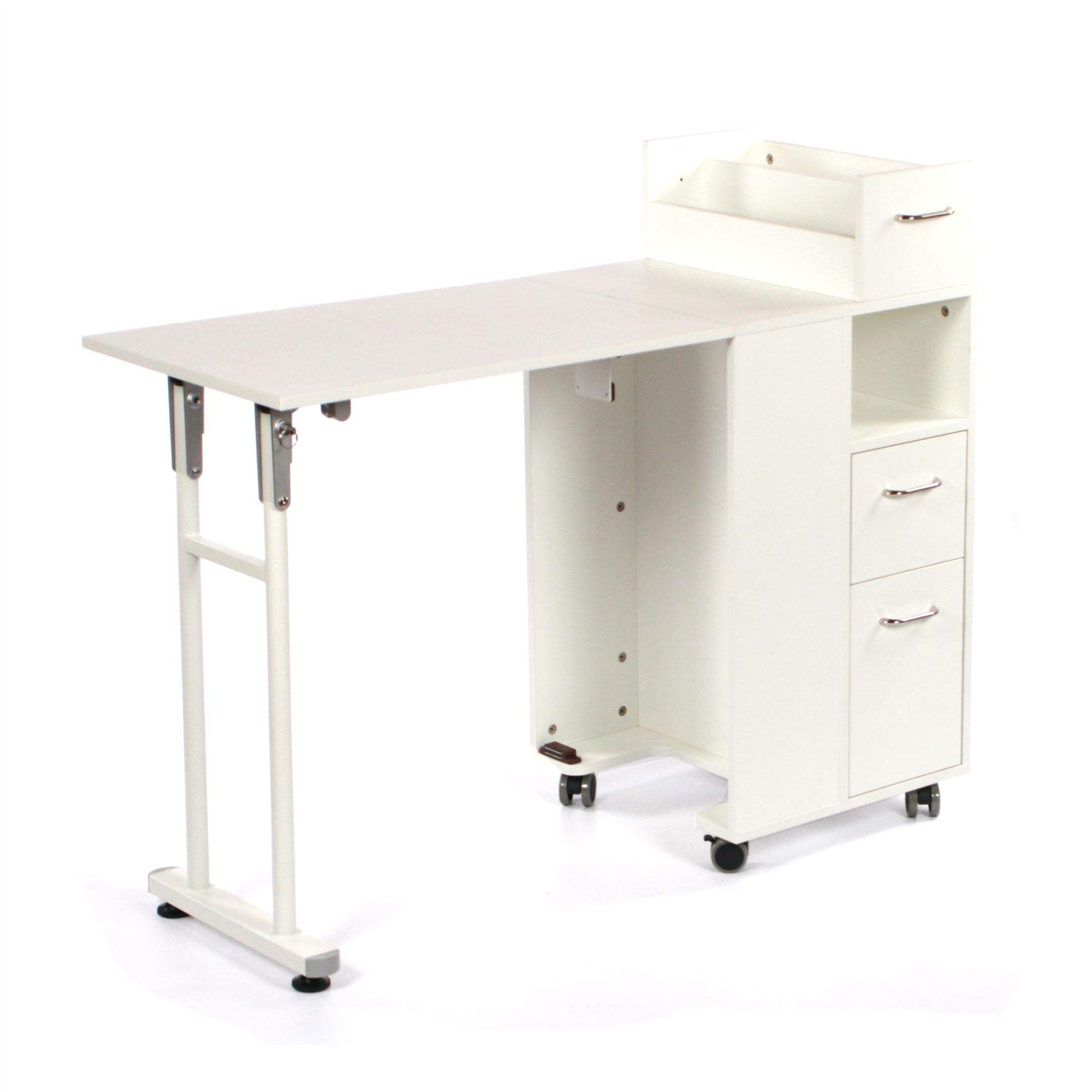 Urbanity Compact Foldable Professional Nail Station - Portable Manicure Table with Storage, White - Perfect for Home Salon, Nail Art Studio & Mobile Nail Technicians