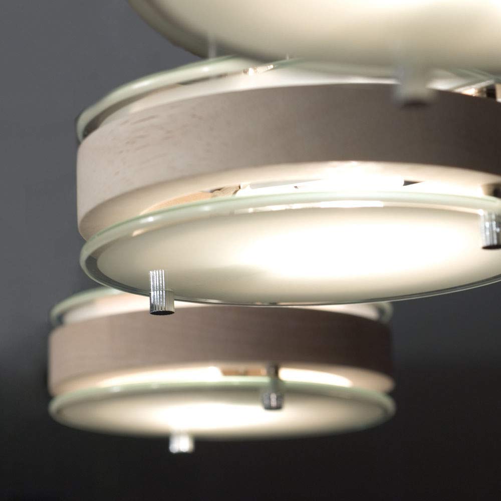 Jesco Lighting 3 Glass Discus Pendant Light Fixture - Modern Ceiling Hanging Lamp for Dining Room, Kitchen Island, or Living Room Decor