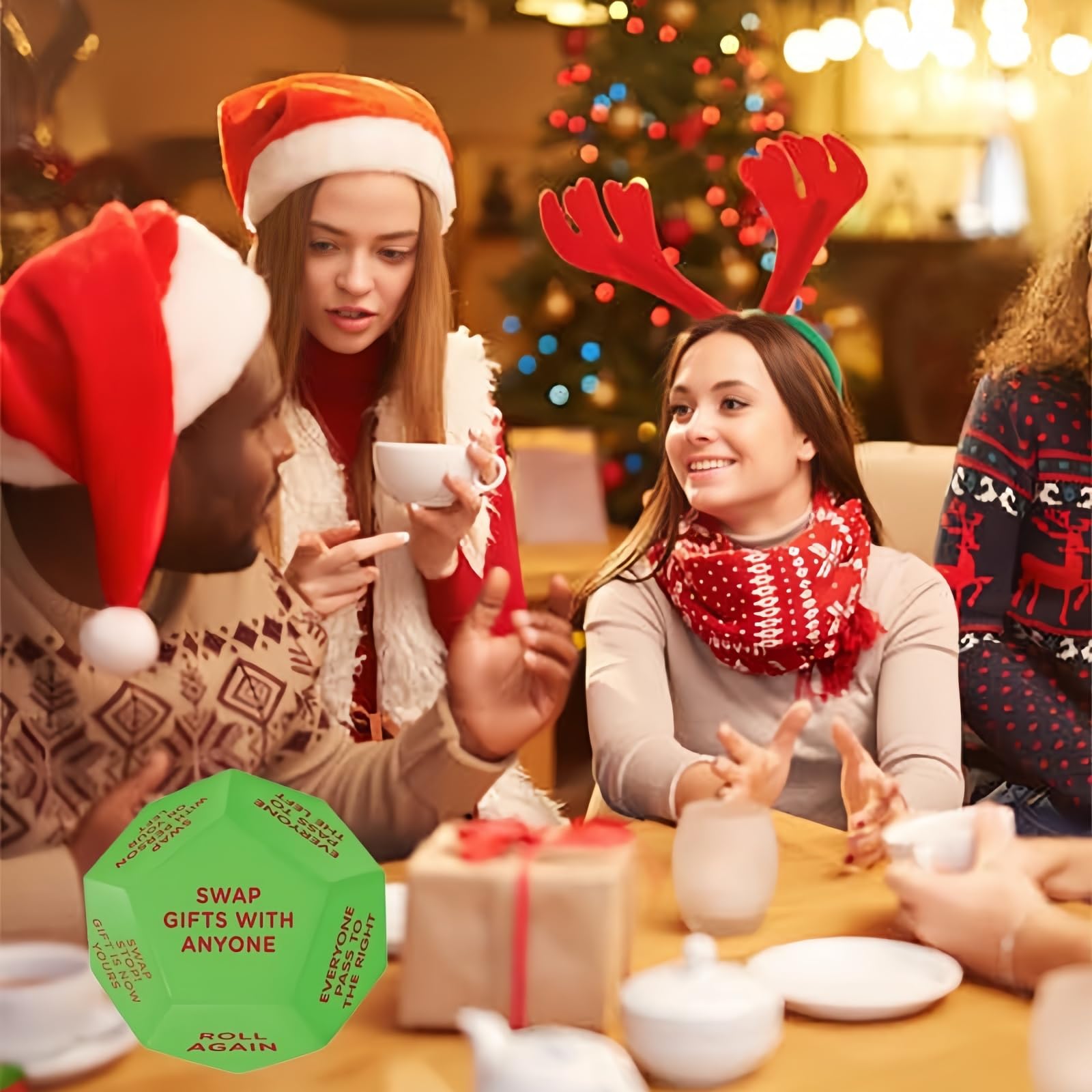 Santa Swap Gift Exchange Dice - 2025 New Pattern with 12 Unique Faces | Perfect for Family, Friends & Colleagues | Christmas Holiday Party Decorations & Gift Exchange Ideas | Elegant Gift Box Packaging | Fun for Secret Santa, Office Parties & Festive Gatherings