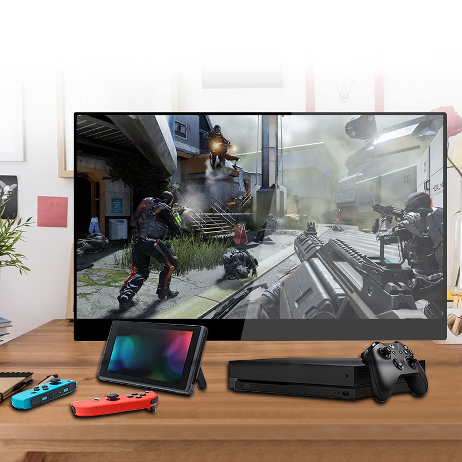 17.3'' 4K HDR Portable USB-C Monitor with Smart Cover & Dual Speakers - FHD IPS External Display for Laptop, PC, Phone, PS4, Xbox & Switch - Perfect for Gaming, Work & Travel
