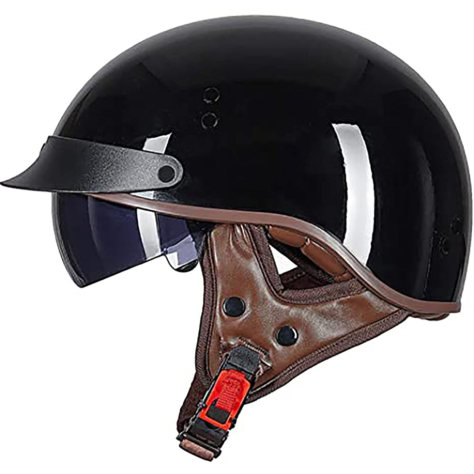 **DOT Certified Motorcycle Half Helmet with Sun Visor - Retro Open-Face Skull Cap for Men & Women - Lightweight & Comfortable for Cruiser, Chopper, Moped, Scooter & ATV Rides - Perfect for City Commuting & Casual Riding**