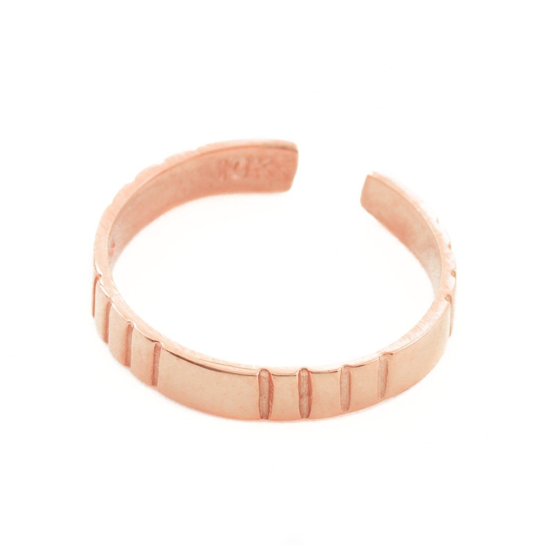 10K Rose Gold Classic Striped Toe Ring for Women - Elegant Beach, Summer & Wedding Jewelry Accessory