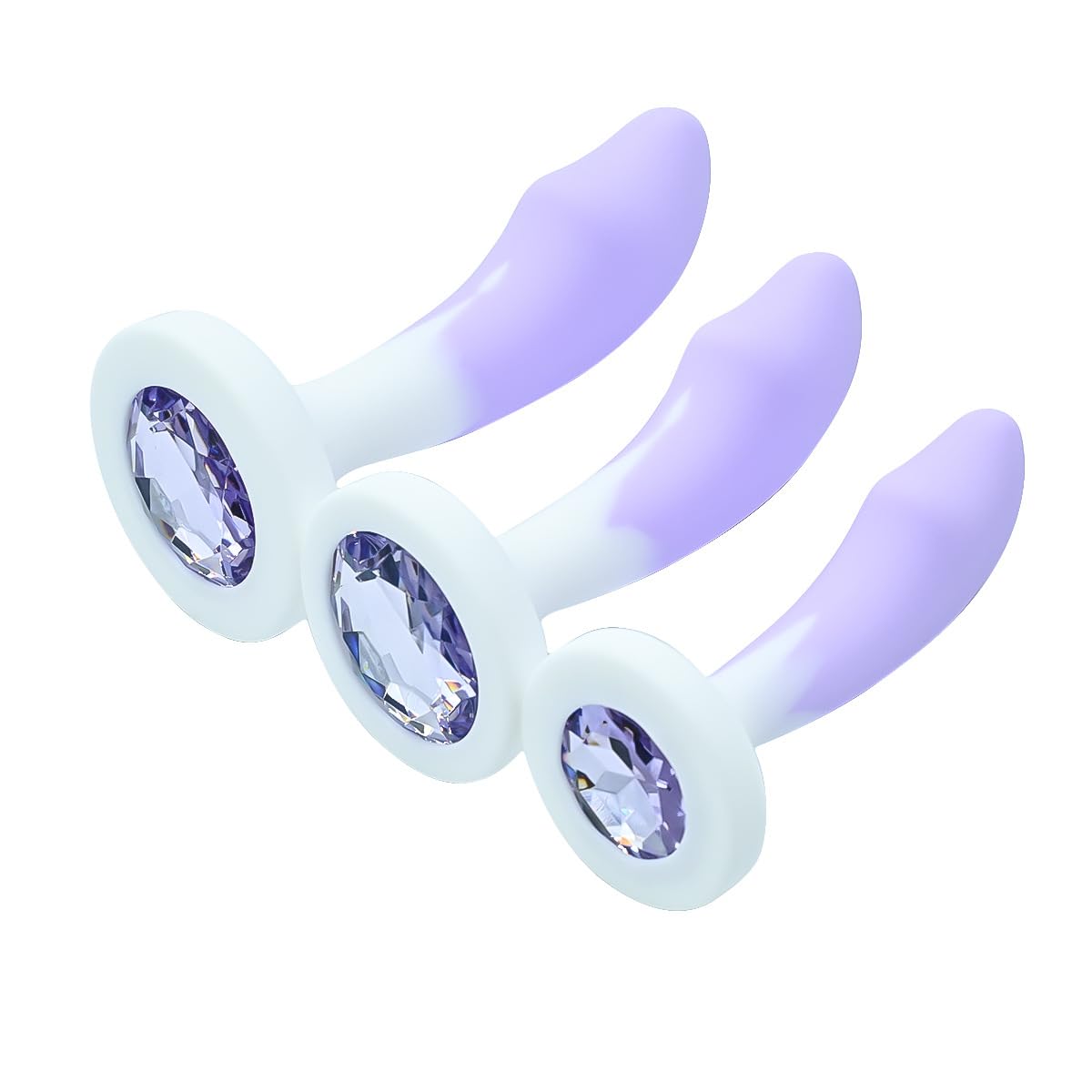 Premium 3-Piece Silicone Anal Training Kit with Jewelry Base - Beginner-Friendly Butt Plugs for G-Spot Stimulation | Couples Adult Sex Toys & Games (Purple) | Perfect for Solo Play, Partner Exploration & Spicing Up Intimate Moments