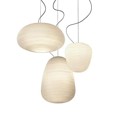 Modern Minimalist Hanging Chandelier - Nordic White Threaded Glass Pendant Light for Living Room, Bedroom, Restaurant & Bar Decor | Post-Modern Design in Size ABC | Perfect for Ambient Lighting & Stylish Interior Accents