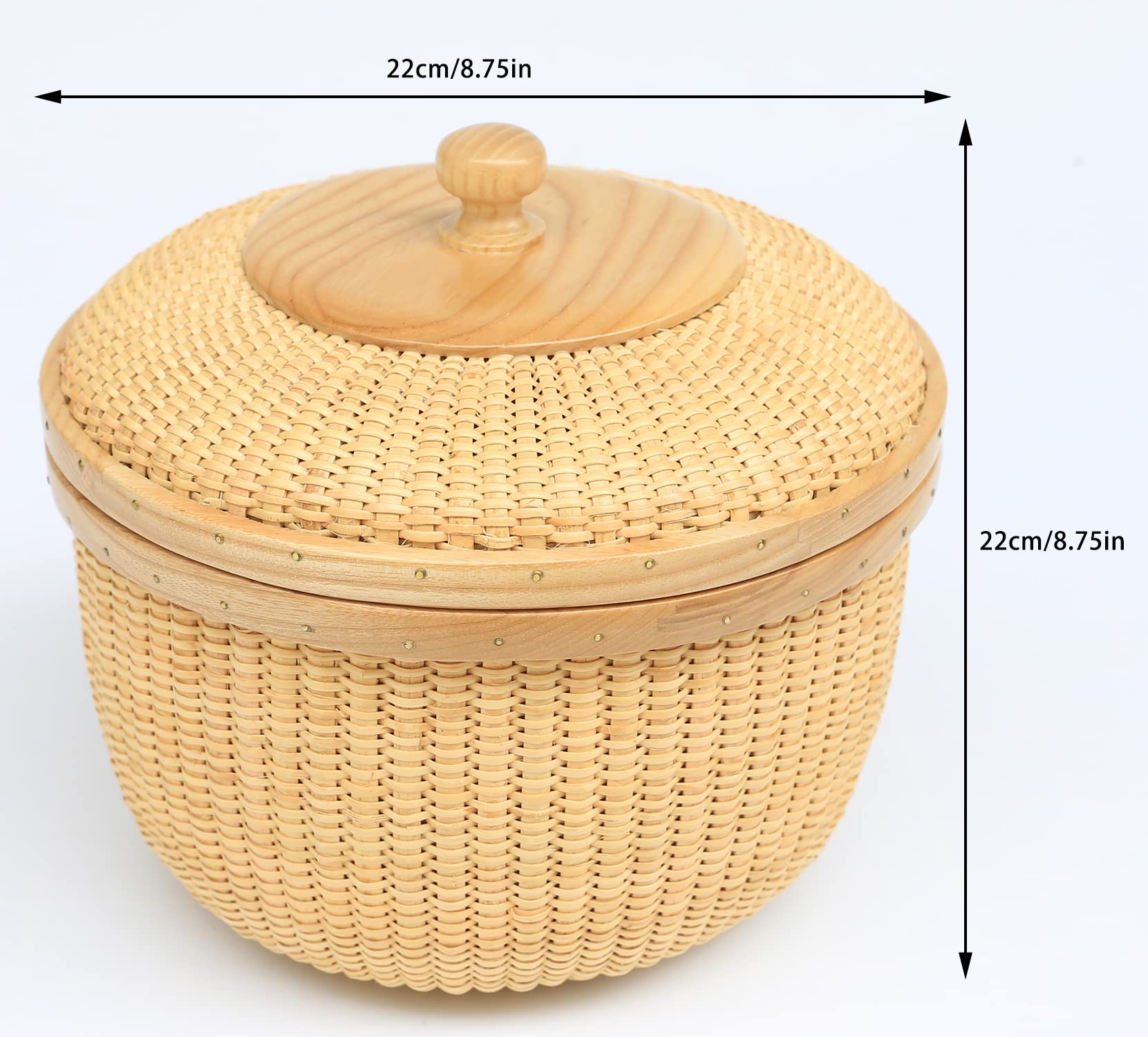 Stylish Rattan Lidded Storage Basket - Handwoven Circular Organizer for Home Decor, Sewing Kits & Craft Supplies | Perfect for Living Room, Bedroom & Craft Room Organization