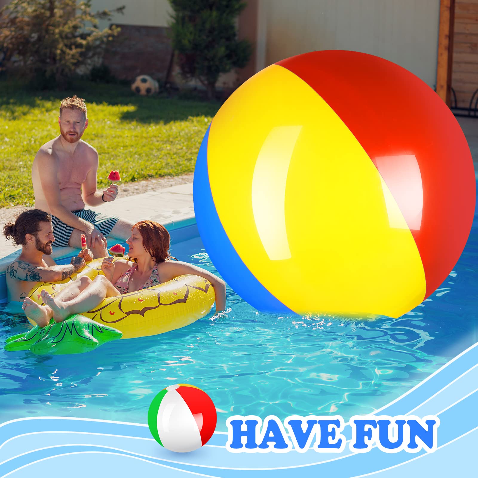 12 Foot Giant Inflatable Beach Ball - Jumbo Rainbow Pool Toy for Swimming, Water Games, Parties & Outdoor Decor | Perfect for Beach, Backyard, Pool Parties & Summer Fun
