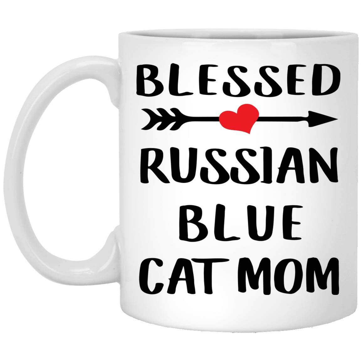 Blessed Russian Blue Cat Mom Coffee Mug - Funny Cat Lover Gift for Women, 11 Oz White Ceramic Mug - Perfect for Christmas 2024 Gifts, Office Use & Cat Owner Appreciation