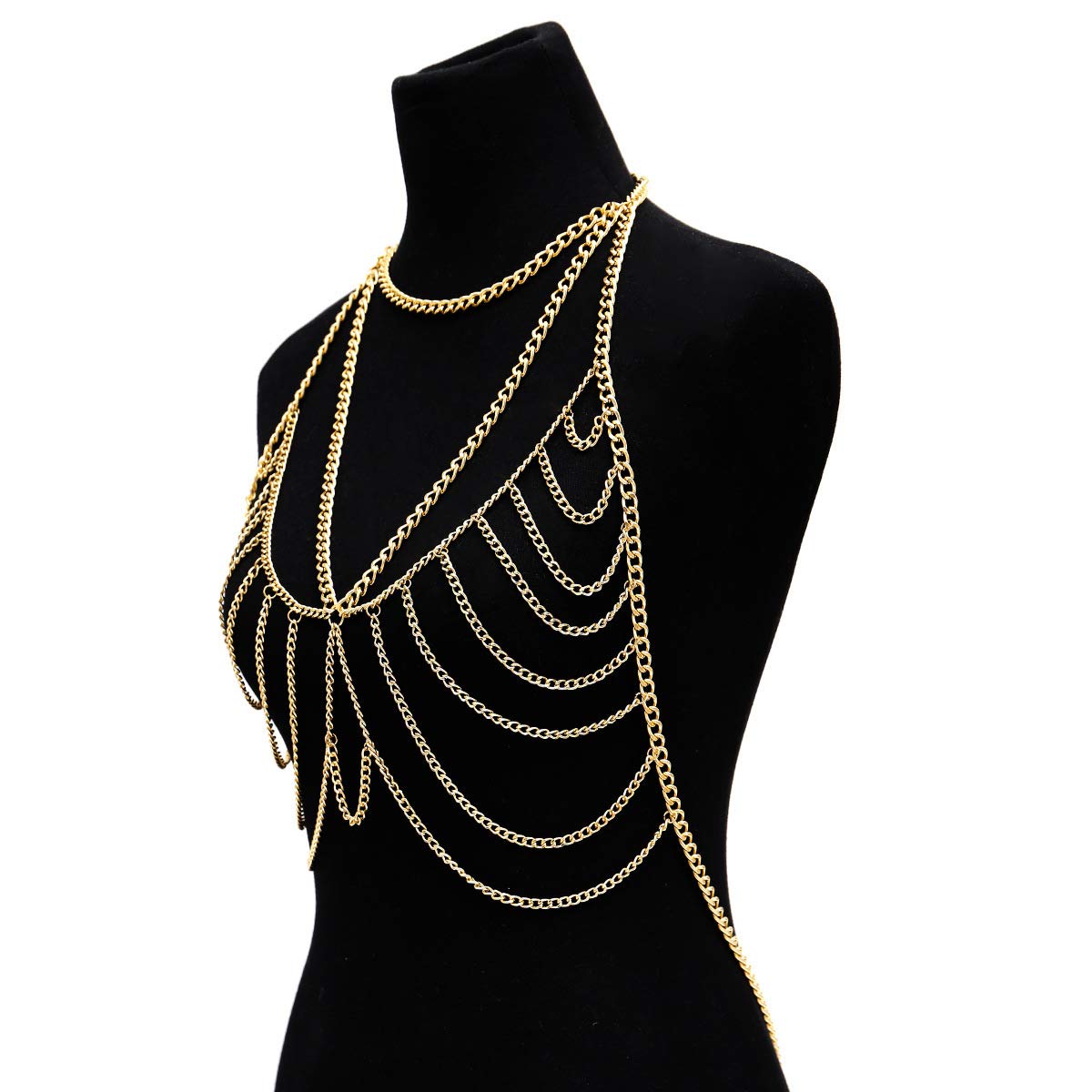 Punk Style Exaggerated Chain Fringe Bikini Body Jewelry - Edgy Layered Beachwear for Women | Perfect for Music Festivals, Pool Parties & Bold Fashion Statements
