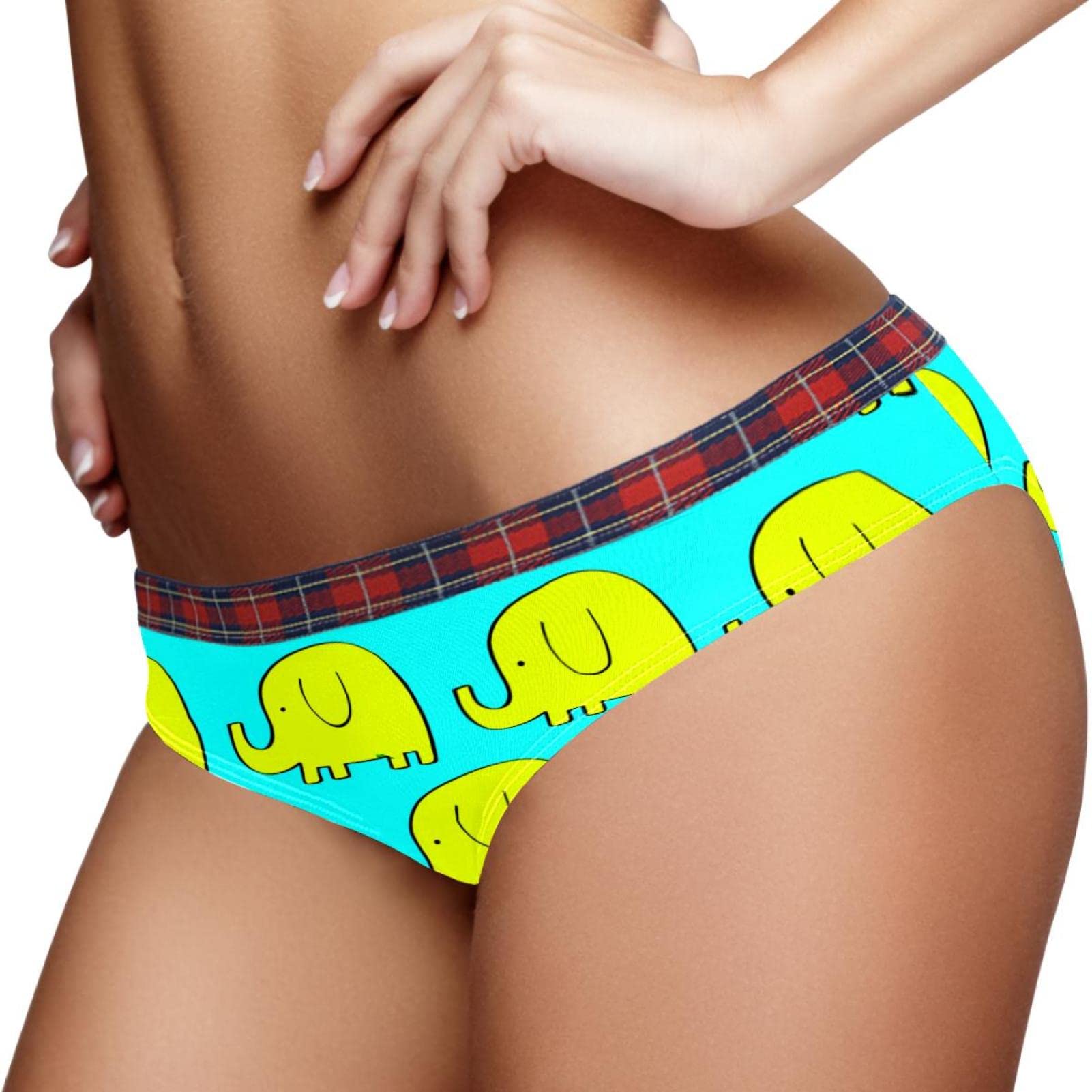 Cute Cartoon Yellow Elephant Print Women's Cotton Underwear - Soft Breathable Panties for Girls & Ladies - Perfect for Daily Wear, Sleep & Lounge