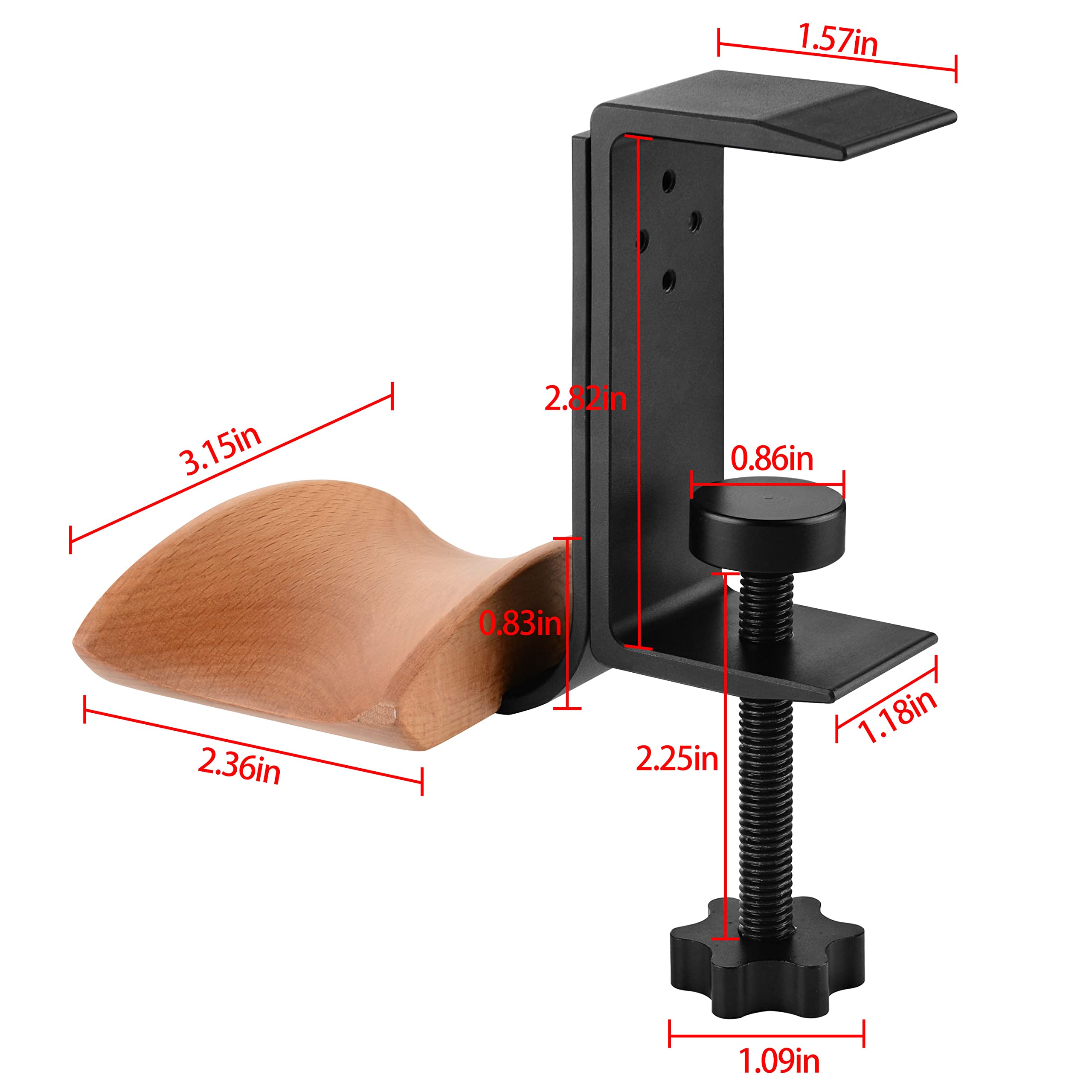 Premium Wooden Headphone Stand for AirPods Max - Beech Wood Headset Hanger with Under Desk Clamp, Universal Headphone Holder for Gaming, Office & Home Use
