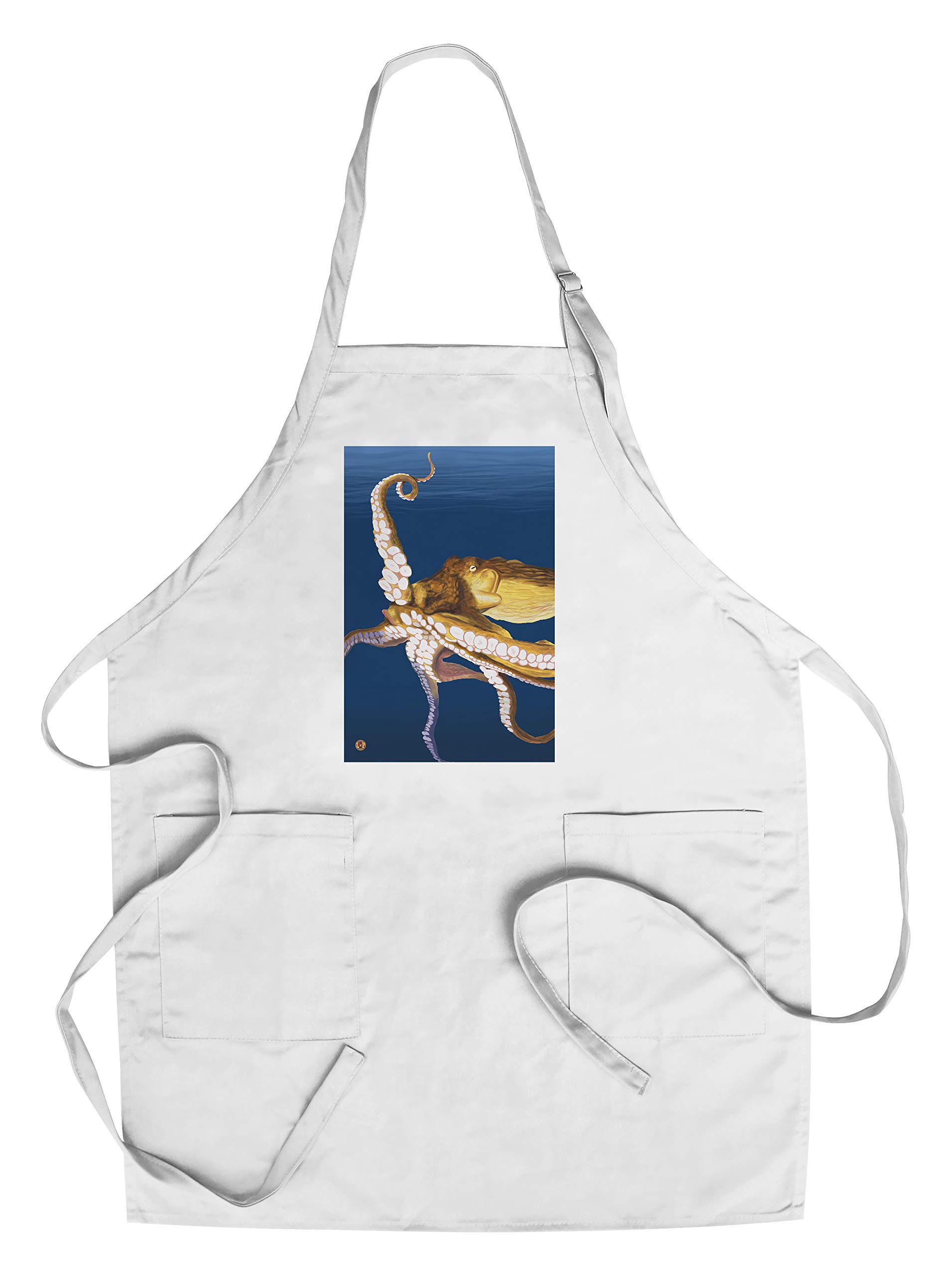 Yellow Octopus Cotton Canvas Apron - Unisex Kitchen Cooking Baking Grilling Apron with Pockets - Perfect for Home Chefs, BBQ & Baking Enthusiasts