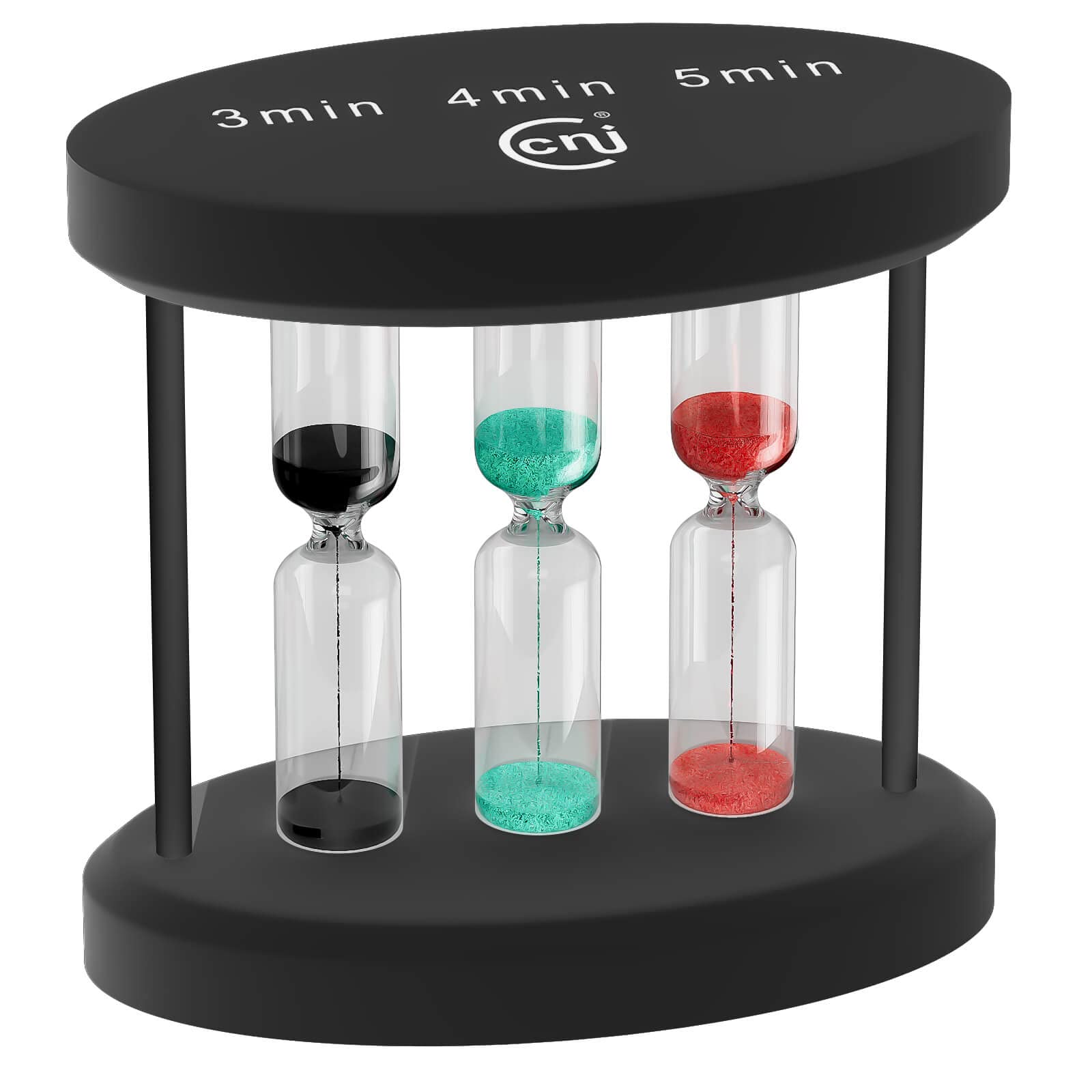 3-4-5 Minute Sand Timer - Small White Wooden Hourglass with Color Glass - Modern Tea Timer for Home, Office & Desk Decor - Perfect for Tea Brewing, Cooking, Meditation & Classroom Activities