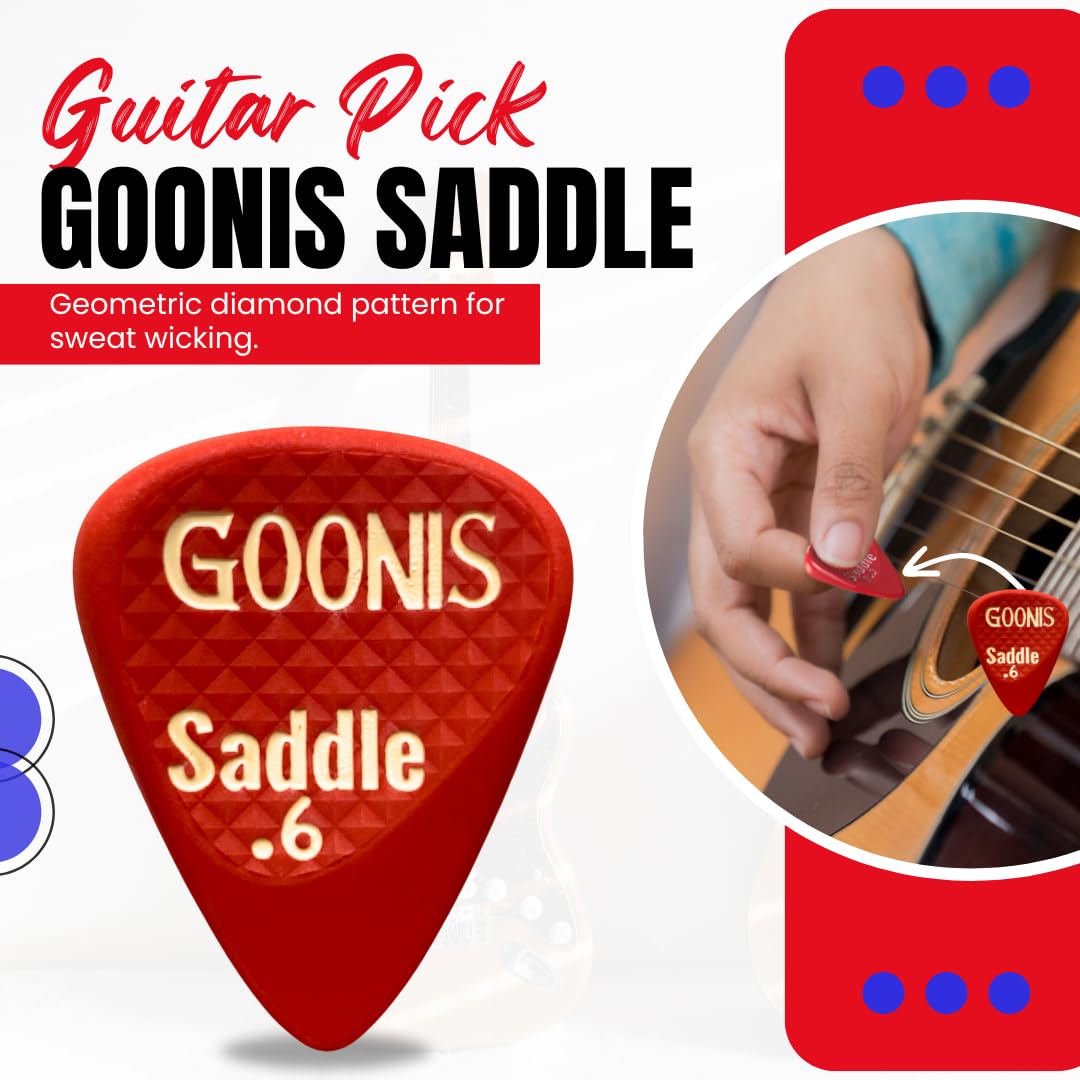 Goonis Saddle Guitar Picks 0.6mm - Professional Guitar Picks for Acoustic & Electric Guitars, Bass Picks with Unique Saddle Design for Better Grip - Perfect for Live Performances, Studio Recording & Practice Sessions
