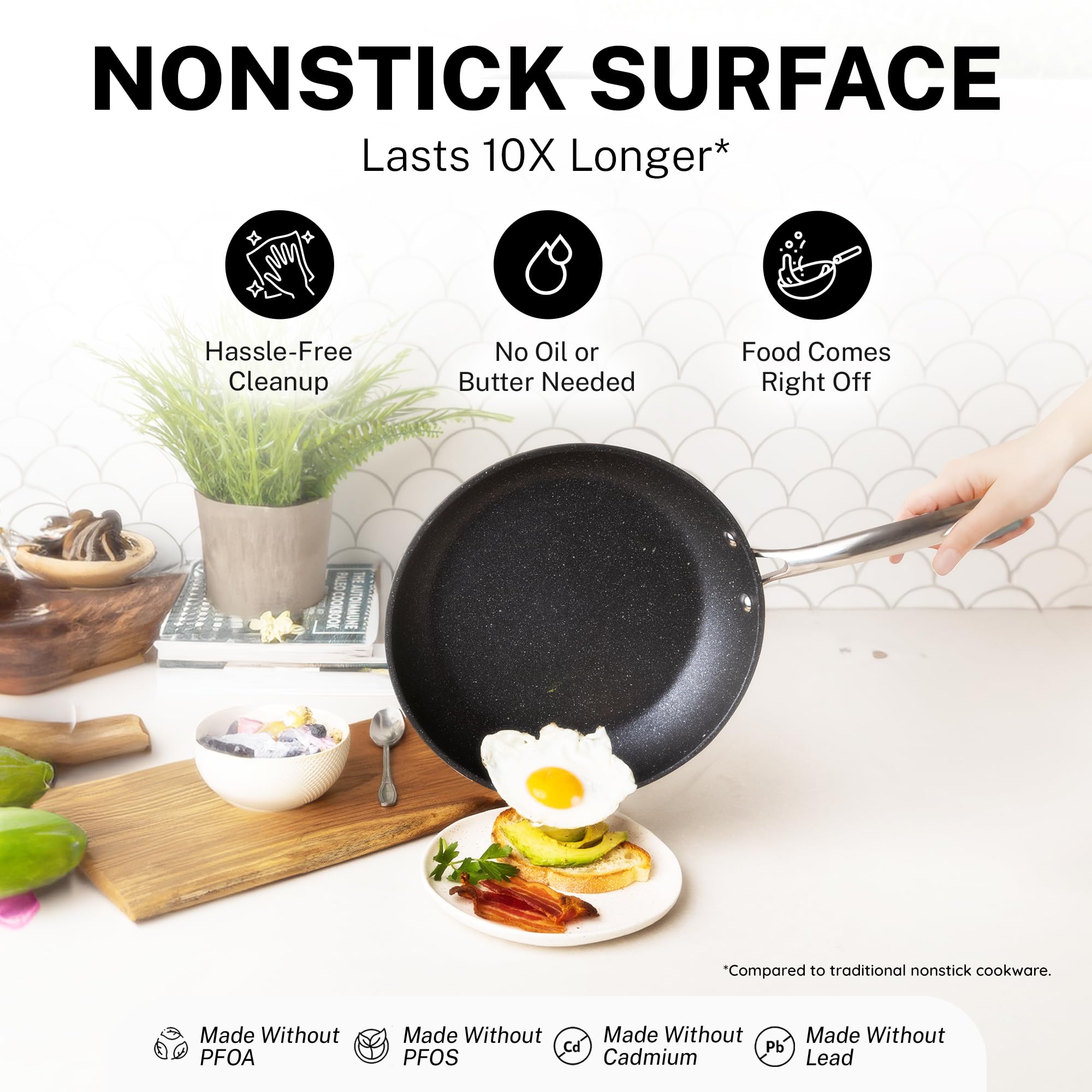 GRANITESTONE 20-Piece Nonstick Cookware Set - Granite & Diamond Coated Pots and Pans, Oven & Dishwasher Safe, Non-Toxic Kitchen Cookware for Baking, Frying & Everyday Cooking