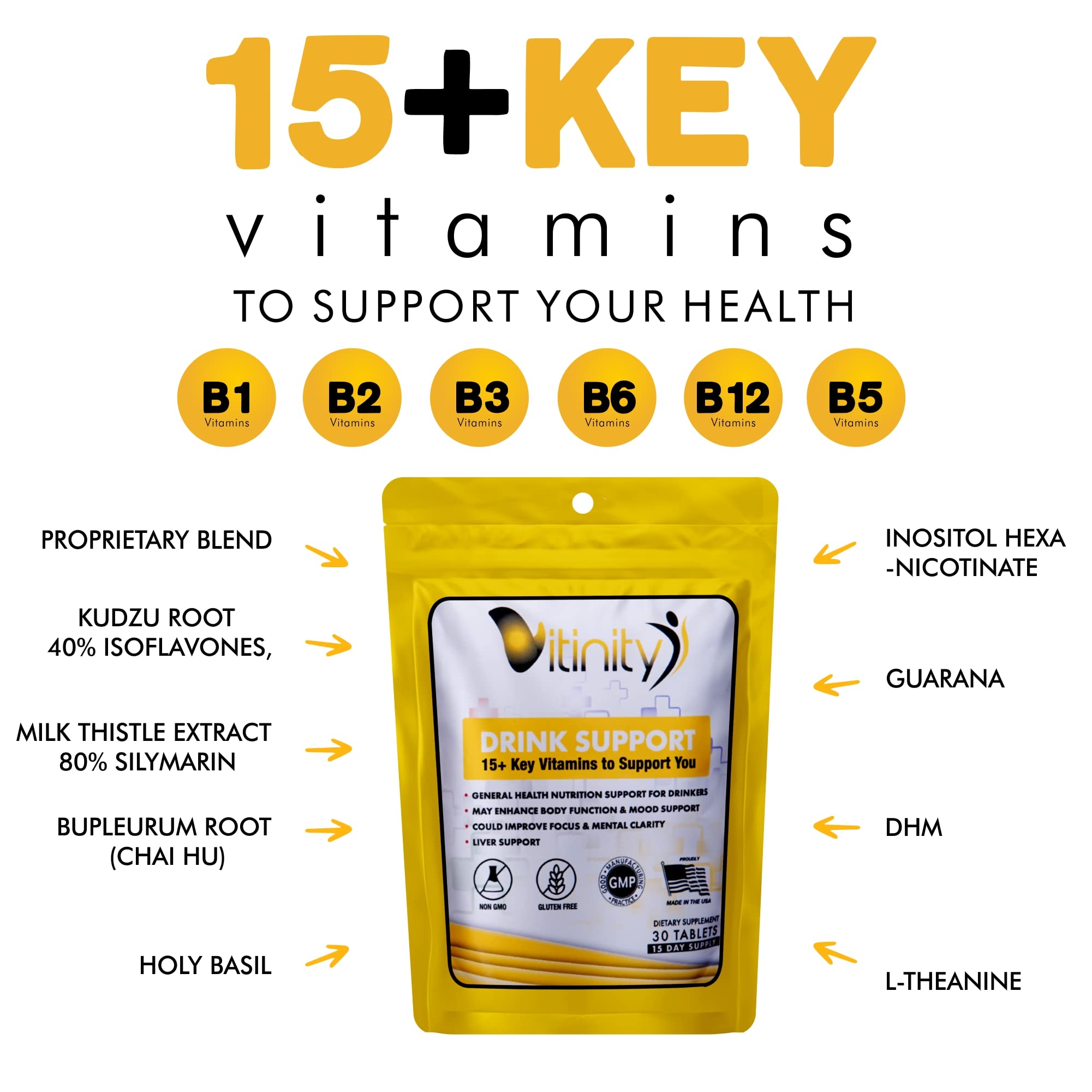 Natural Liver Support Supplement with Kudzu, Milk Thistle & DHM - 15+ Key Ingredients for Craving Control, Detox & Liver Health - Alcohol Craving Reduction & Nutrient Replenishment (90-Day Supply) - Perfect for Post-Party Recovery & Daily Wellness Routine