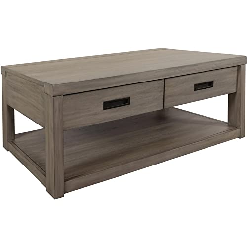 Riverside Furniture Riata Modern Contemporary Wood Coffee Table in Gray Wash - Stylish Living Room Centerpiece for Home Decor