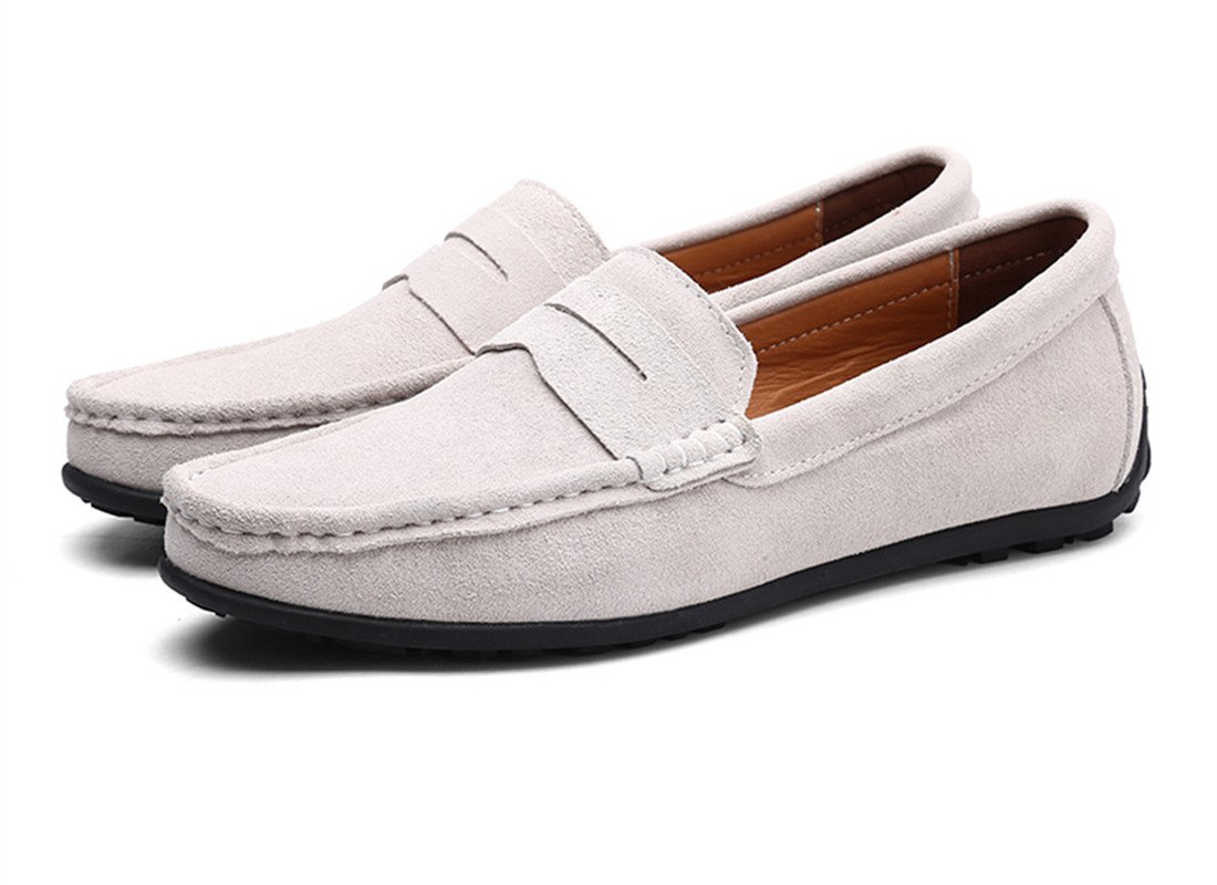 Stylish Men's Suede Leather Penny Loafers - Comfortable Slip-On Driving Moccasins & Boat Shoes for Casual Wear, Office, and Outdoor Activities