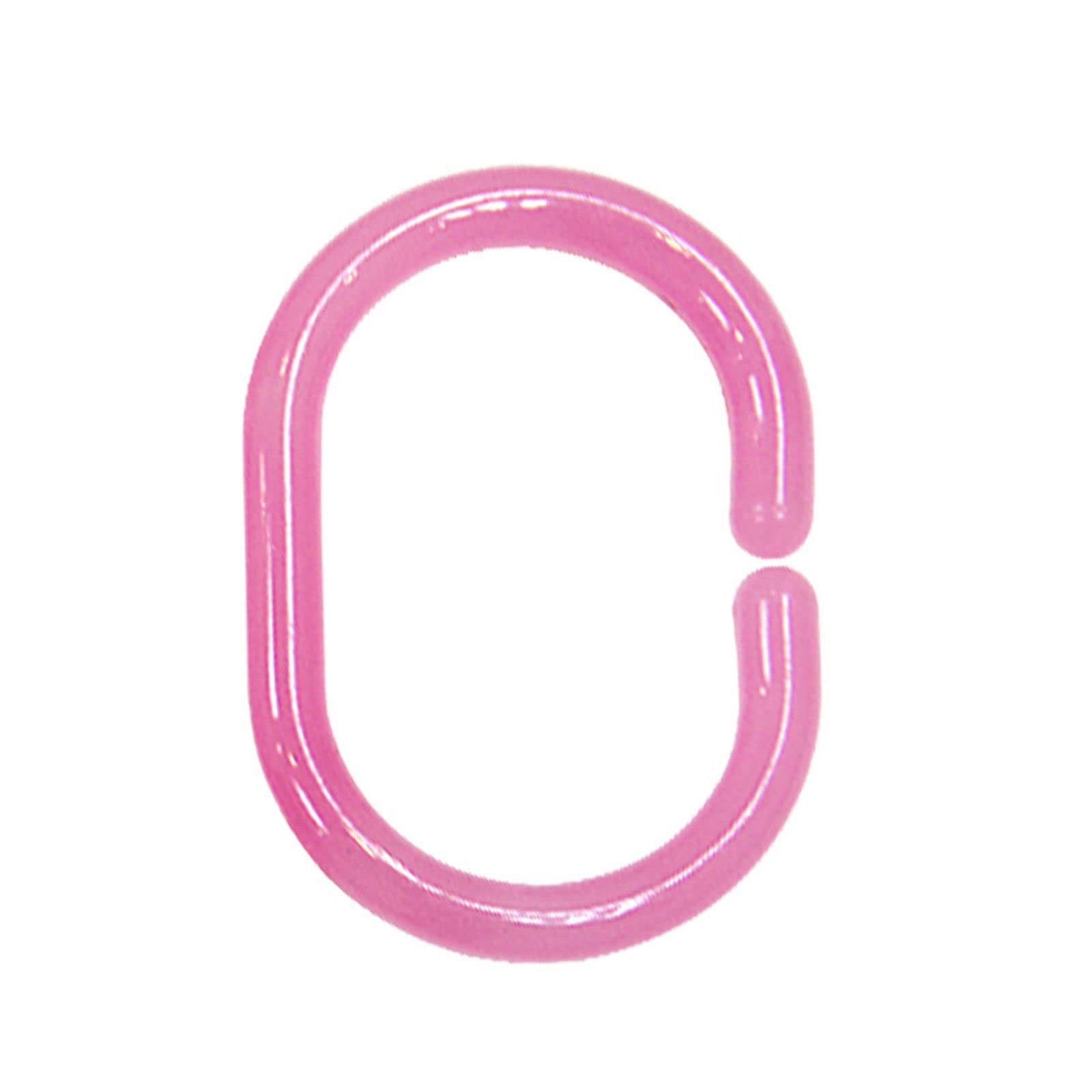 Durable Pink Shower Curtain Rings - Set of 12 for Bathroom & Bedroom - Rustproof Hooks for Waterproof Shower Liners & Decorative Curtains