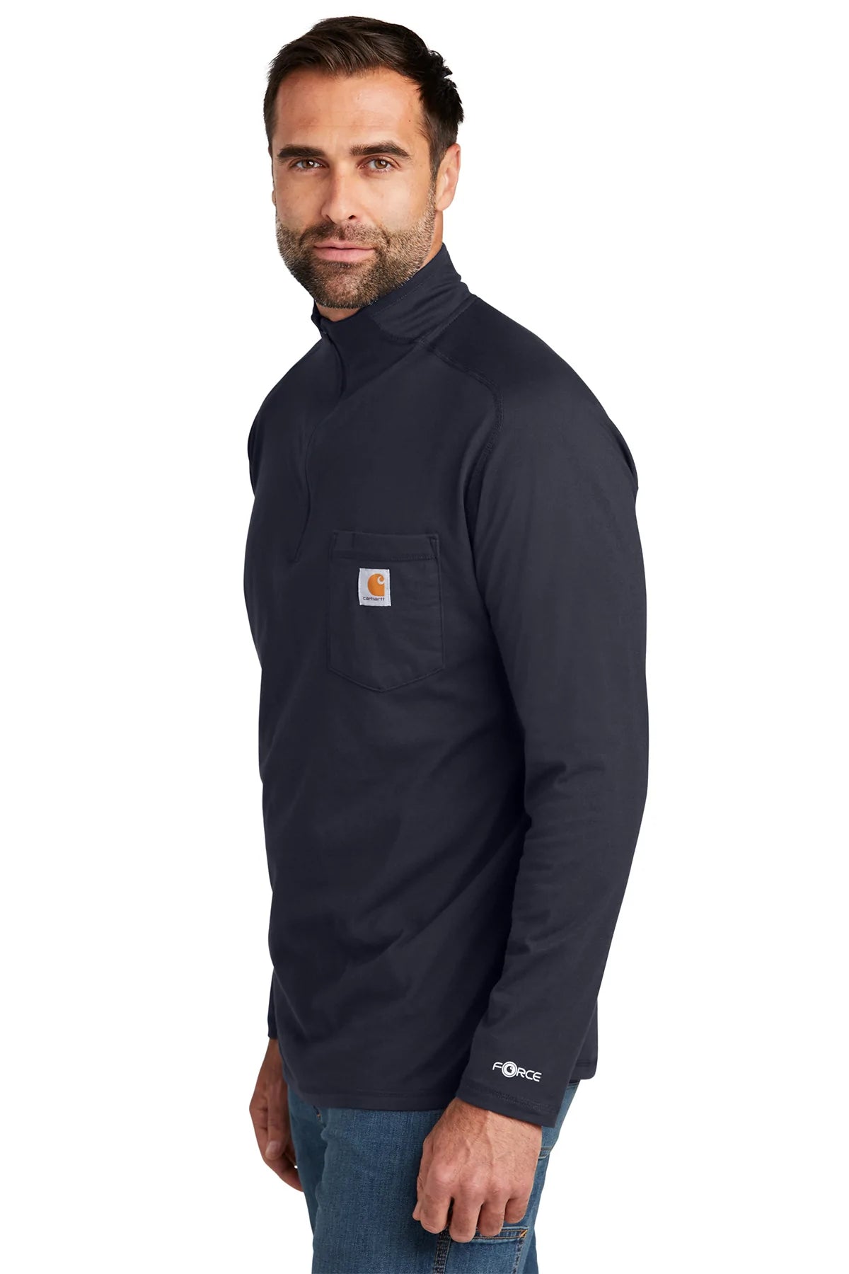 Carhartt Force Lightweight Customized Quarter Zip Sweatshirt for Men - Navy Blue | Comfortable & Durable Workwear for Outdoor Activities & Casual Wear