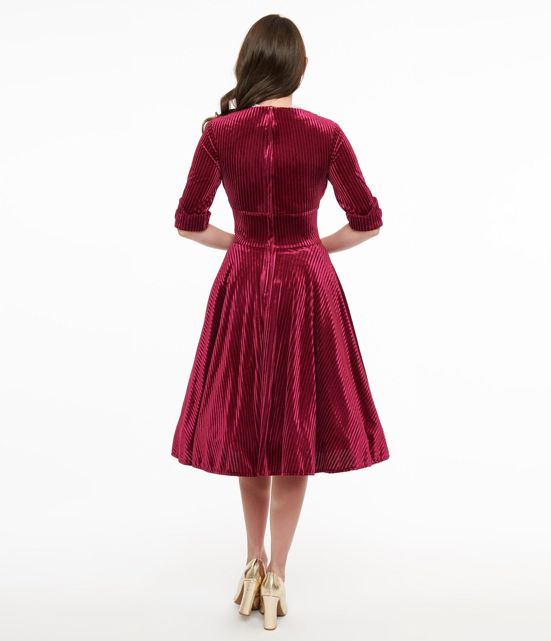 Vintage 1950s Merlot Velvet Swing Dress - Retro Pinup Style Textured Velvet Cocktail Dress for Women | Perfect for Holiday Parties, Date Nights & Special Occasions