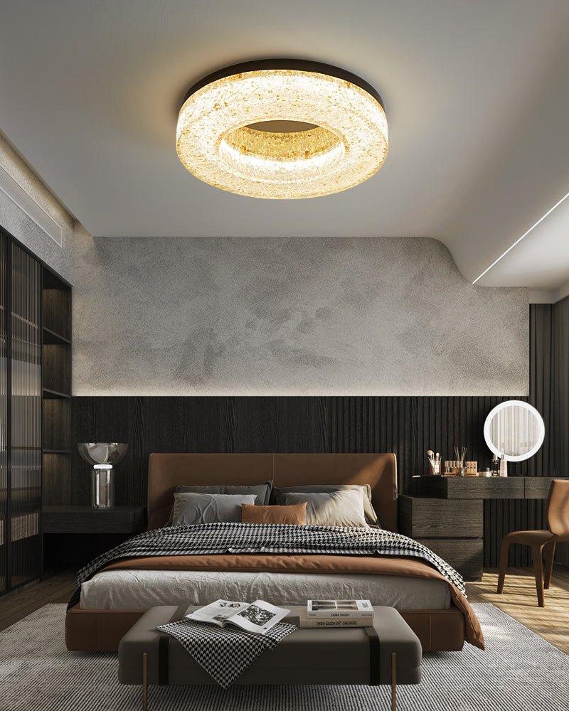 Modern Ice Crack Circle Ceiling Lamp - Stylish LED Chandelier for Living Room, Bedroom & Dining Room - Perfect for Home Decor & Ambient Lighting