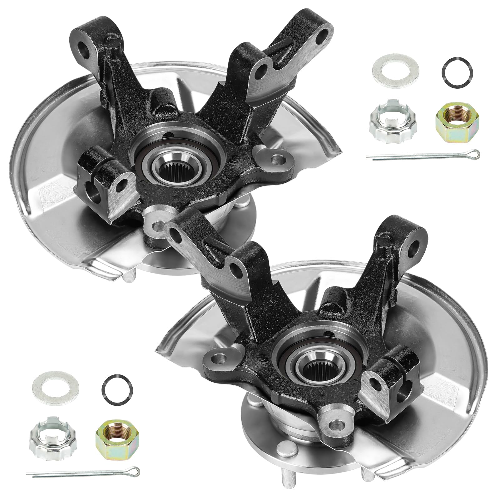 Jeep Patriot Compass Front Steering Knuckles & Wheel Bearing Hub Assembly (2007-2017) | Dodge Caliber Compatible (2007-2012) | 4WD/AWD/FWD | 5-Lug Pair (2-Piece Set) | Perfect for Off-Roading & Daily Commuting