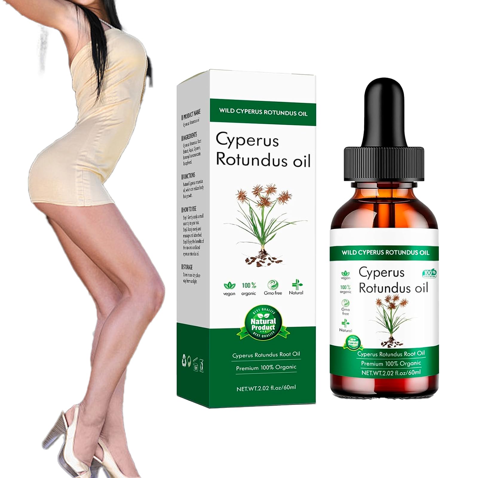 100% Pure Natural Cyperus Rotundus Oil (Nut Grass Oil) for Hair Removal - Organic Essential Oil for Skin Care & Aromatherapy - Perfect for DIY Beauty Treatments & Spa Relaxation (1pc)