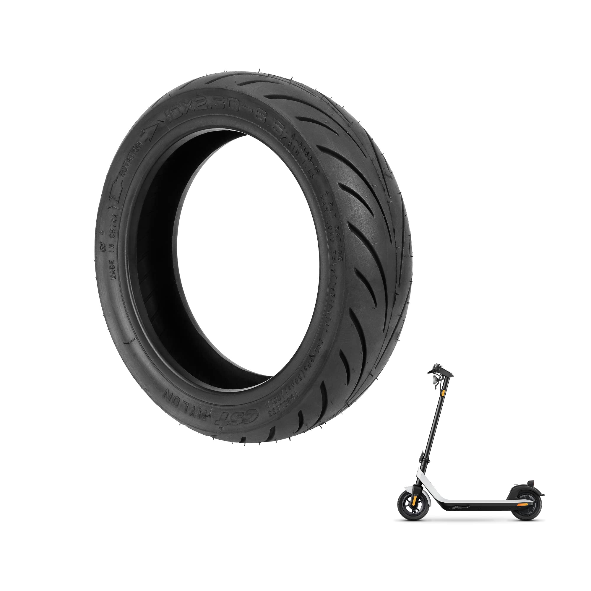 10-Inch Explosion-Proof Tubeless Tire (10 x 2.30-6.5) - Replacement for NIU KQi2 Pro Electric Kick Scooter | Durable Rubber Wheel Parts | Perfect for Urban Commuting & Off-Road Riding (1 Pack)