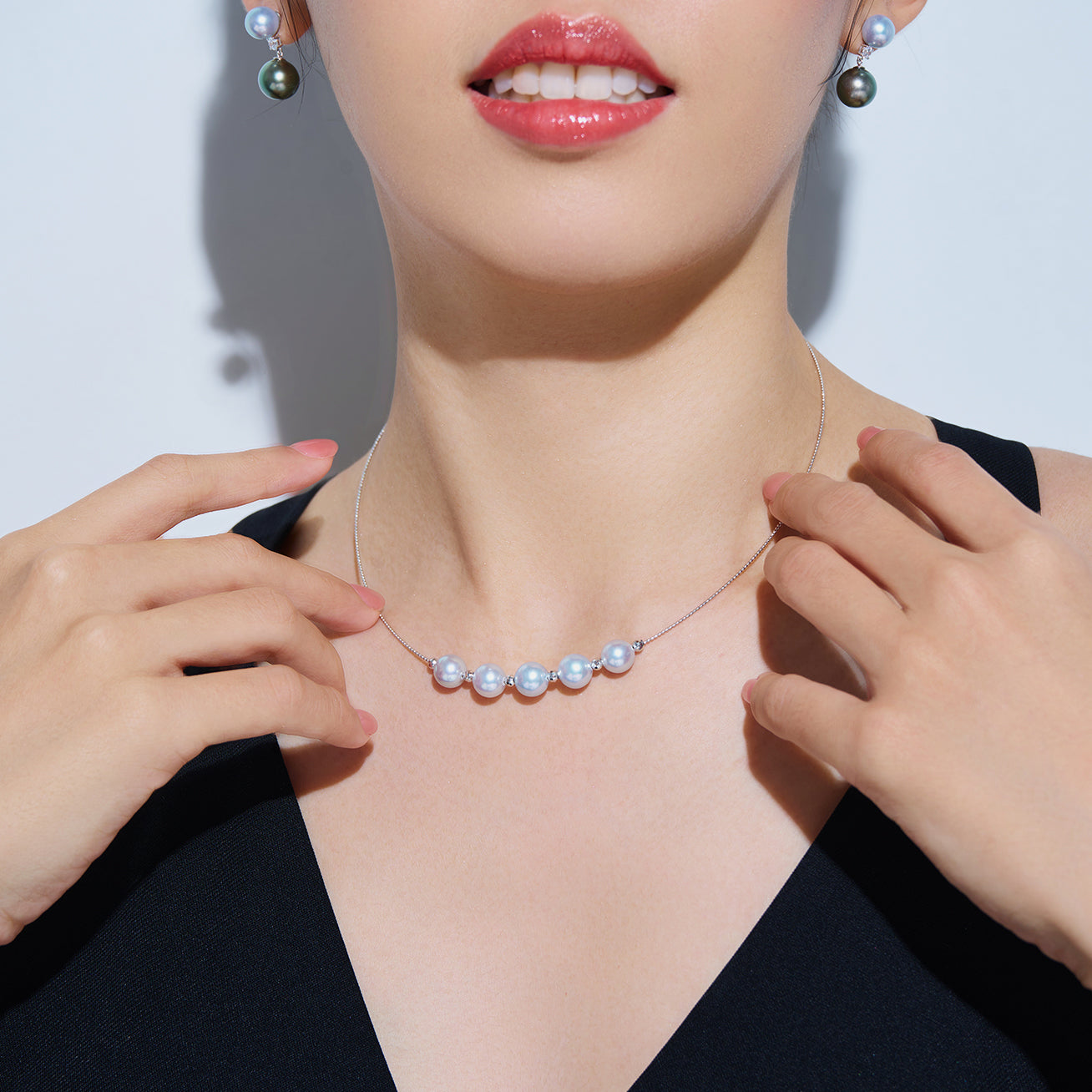 18K Solid Gold Blue Akoya Pearl Necklace - Elegant Jewelry Gift for Women, Perfect for Weddings, Anniversaries & Special Occasions