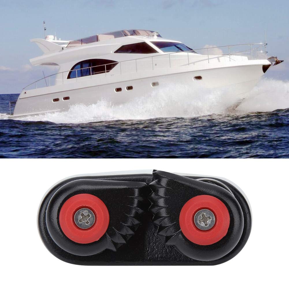 Black Aluminum Alloy Rope Buckle Holder Anchor Cam Cleat for Kayak Yacht Boat - Heavy Duty Marine Grade Kayak Accessories & Sailboat Hardware - Perfect for Securing Ropes on Deck, Docking and Mooring