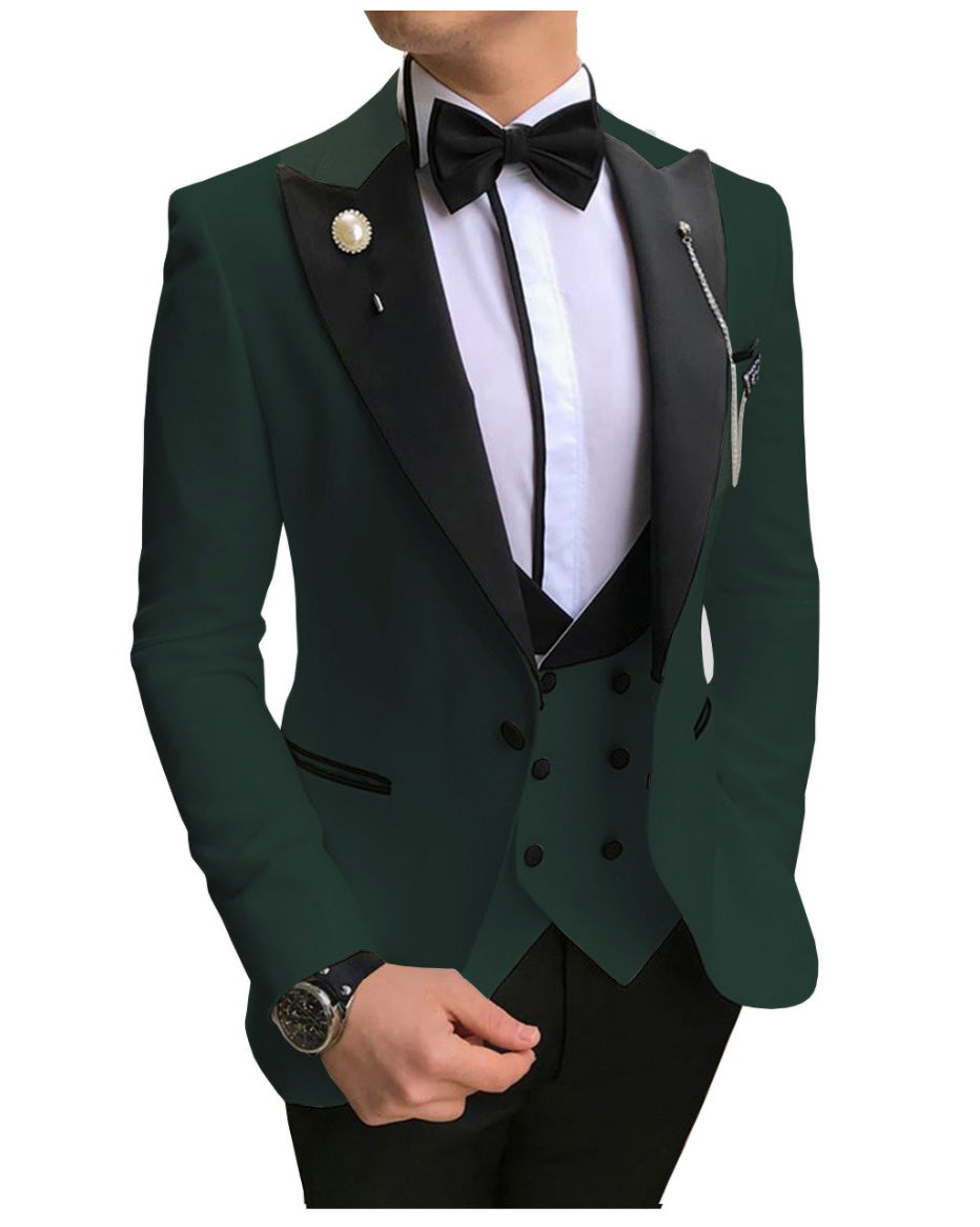 Elegant Pink & Black Tuxedo Suit for Men - 3 Piece Set (Jacket, Pants, Vest) - Wedding, Prom, Formal Events - Premium Menswear for Special Occasions
