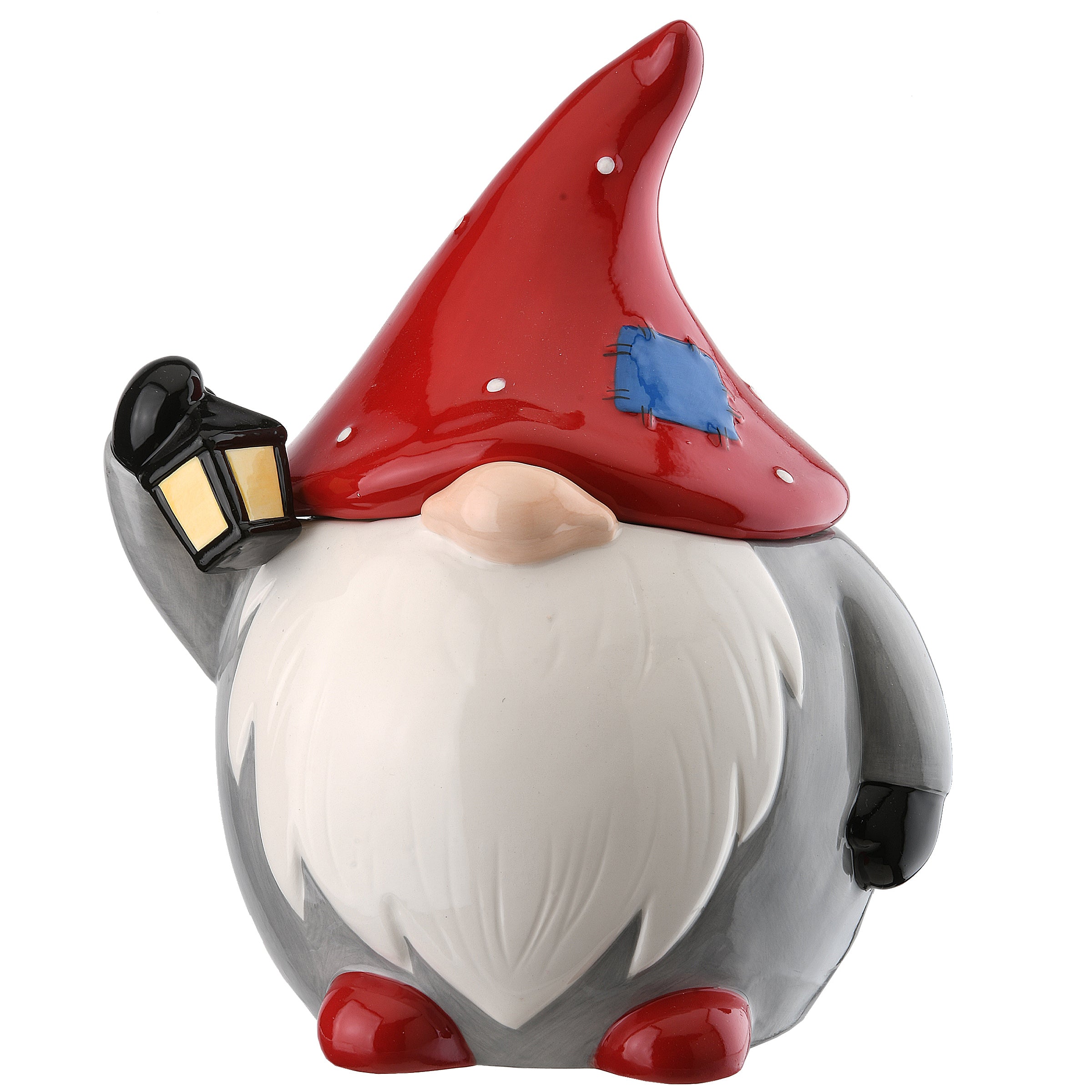 8 Inch Round Ceramic Winter Gnome Figurine - Festive Holiday Decor for Home, Christmas Tree, and Mantel