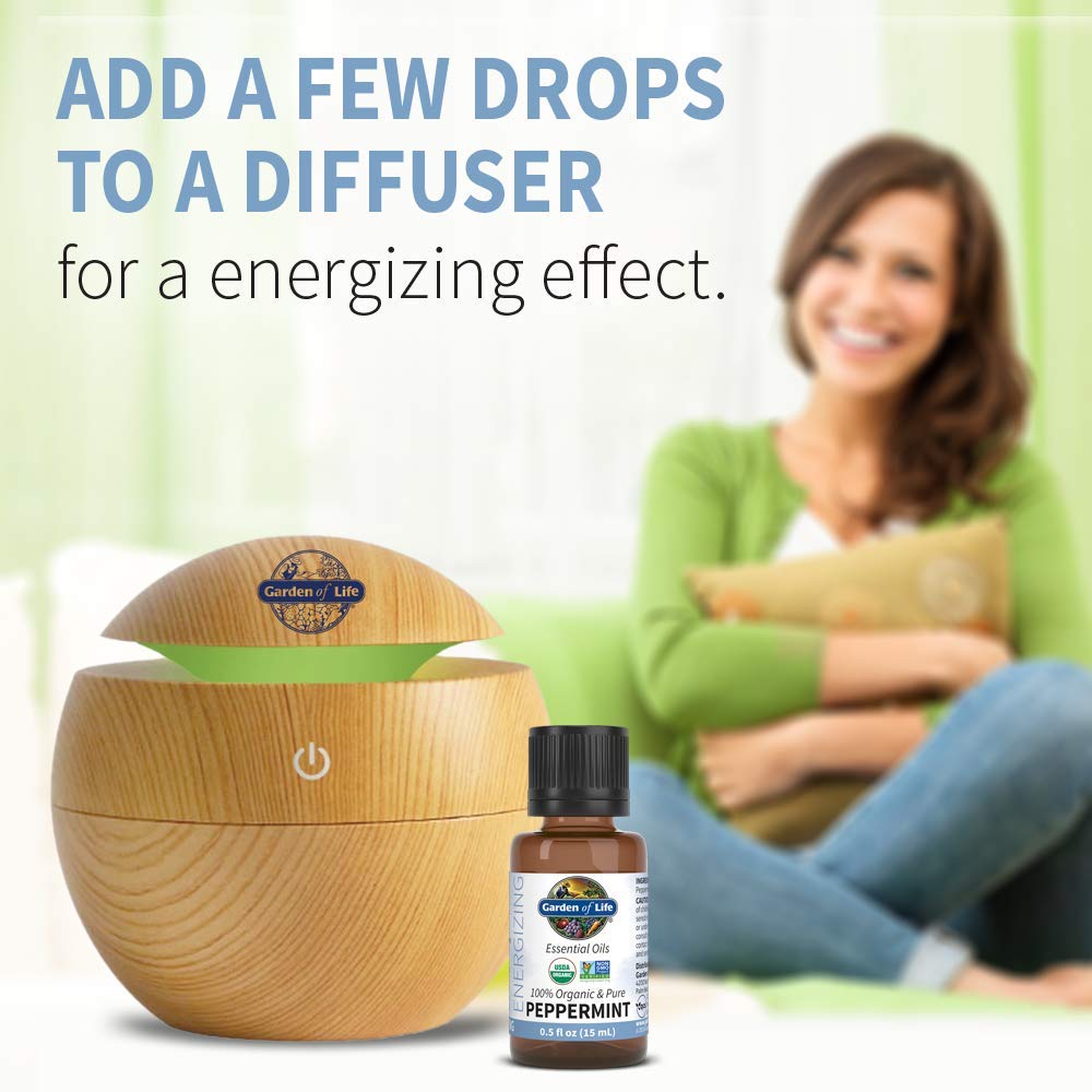 Organic Peppermint Essential Oil 0.5 fl oz (15 mL) - 100% Pure USDA Certified, Undiluted, Non-GMO - Aromatherapy, Diffuser, Massage, Meditation - Energizing & Refreshing for Home, Office, Yoga & Spa Relaxation