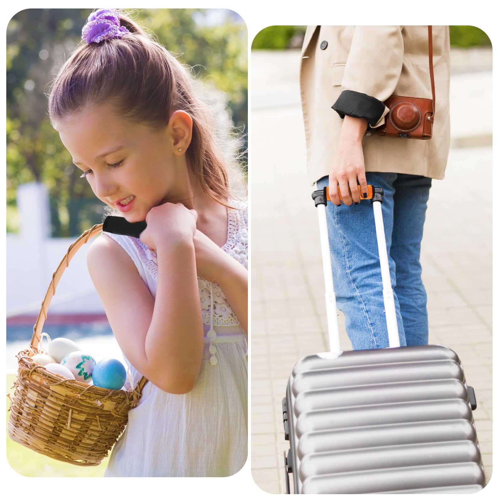2-Pack Neoprene Luggage Handle Wraps - Soft Black Suitcase Grip Covers for Travel Comfort & Easy Identification (Perfect for Airports, Business Trips & Vacations)
